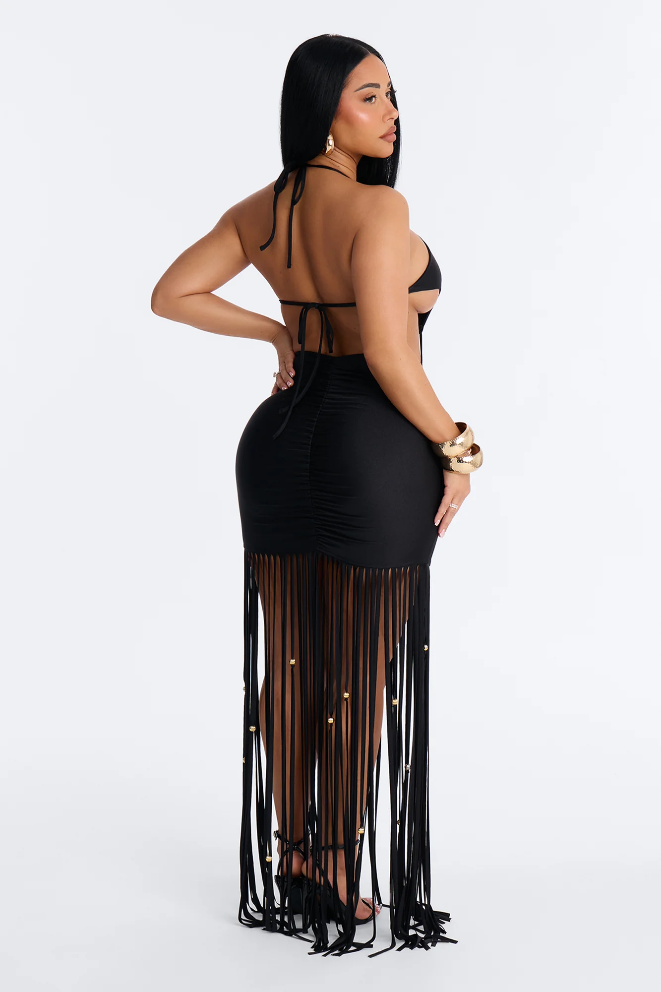 Summertime Muse Fringe Maxi Dress - Black - Image 4