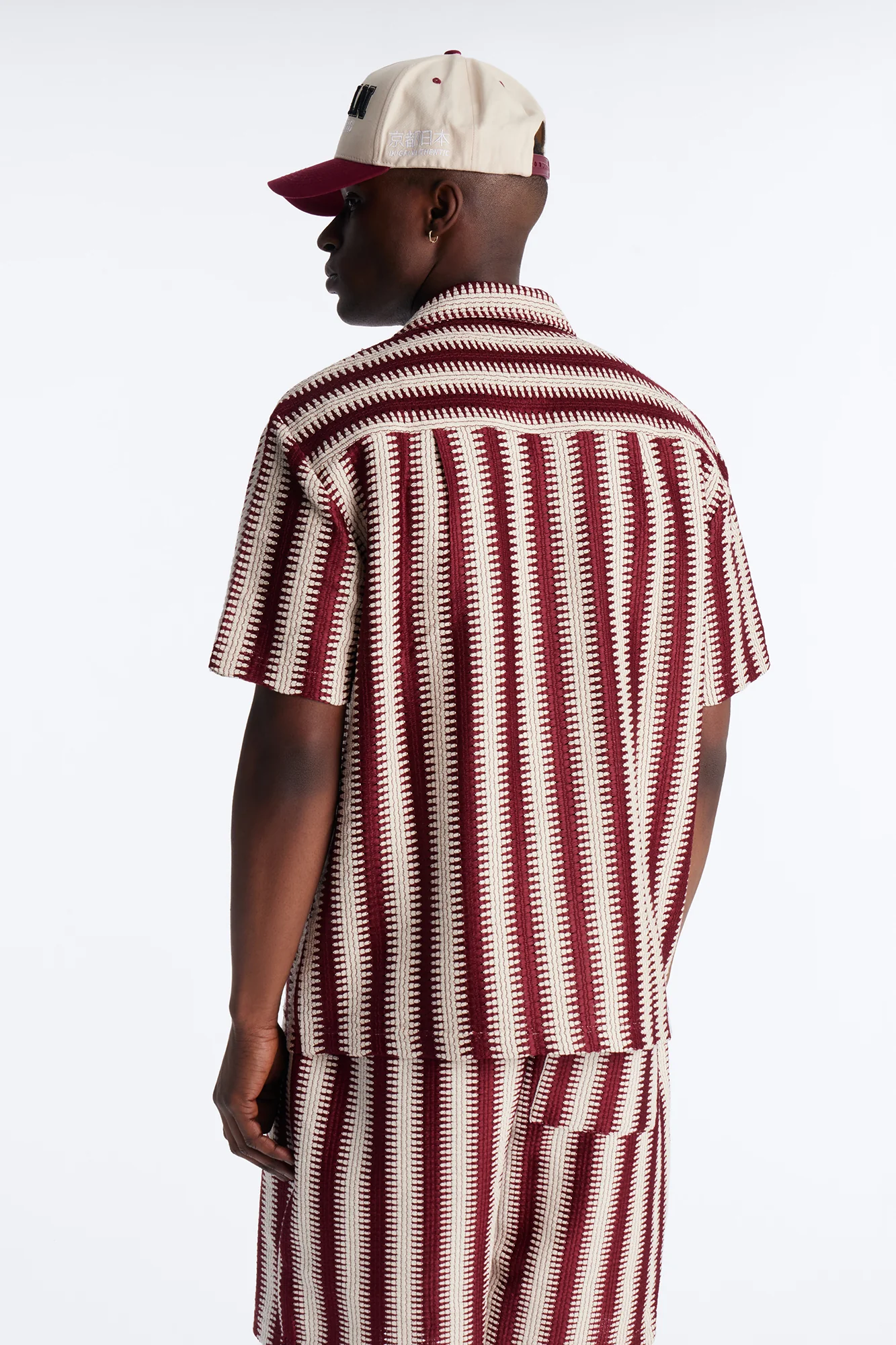 Summit Striped Short Sleeve Button Up - Burgundy - Image 4