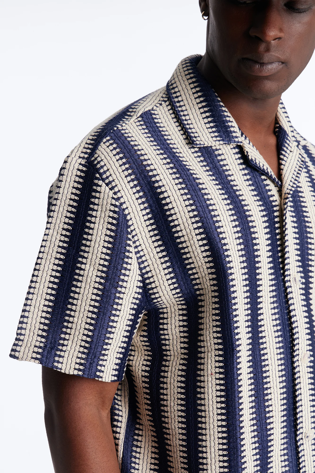 Summit Striped Short Sleeve Button Up - Navy - Image 3