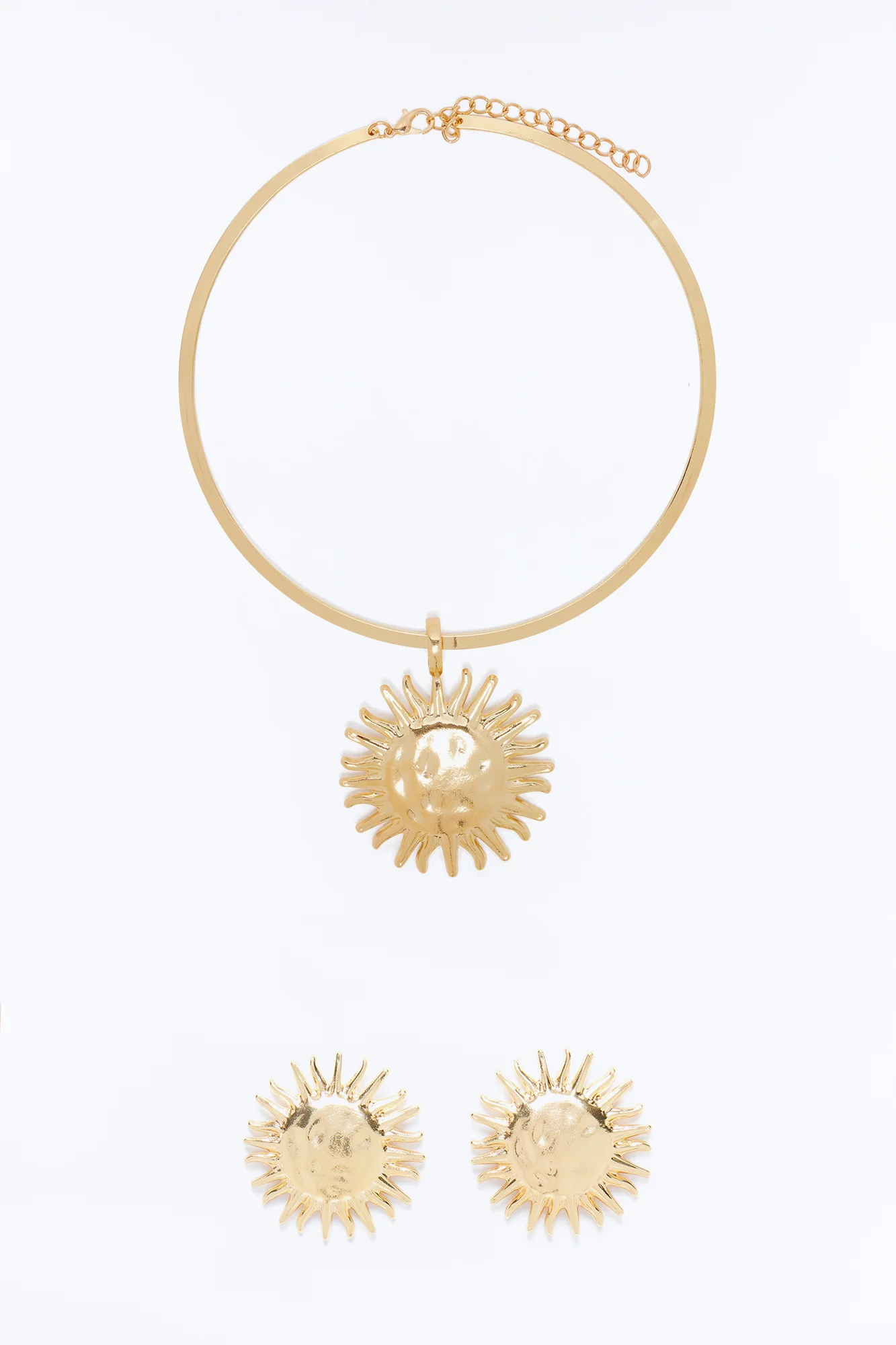 Sun Bathing Necklace And Earring Set - Gold - Image 4