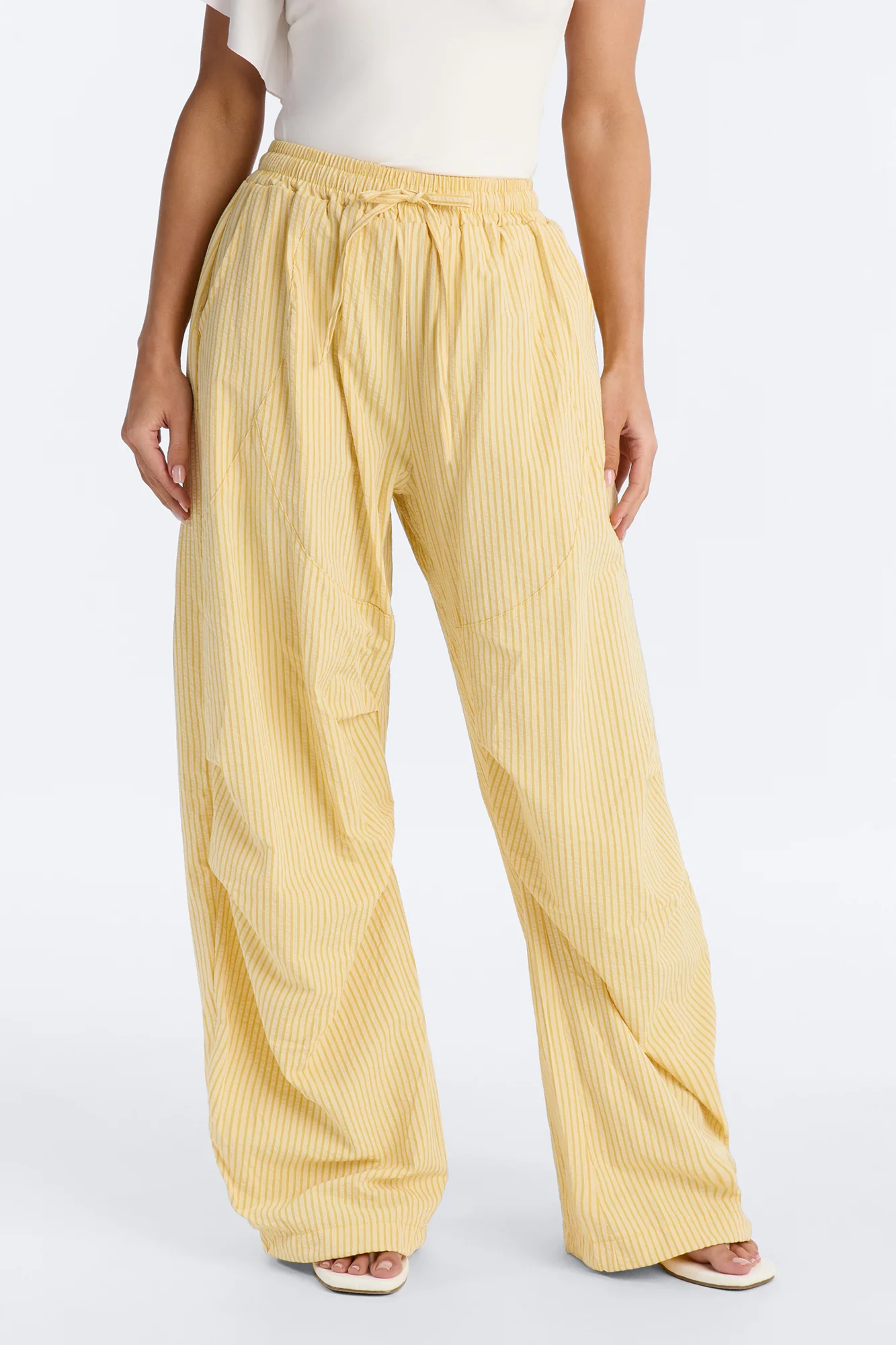 Sun Kissed Pinstripe Barrel Leg Jogger - Yellow - Image 2