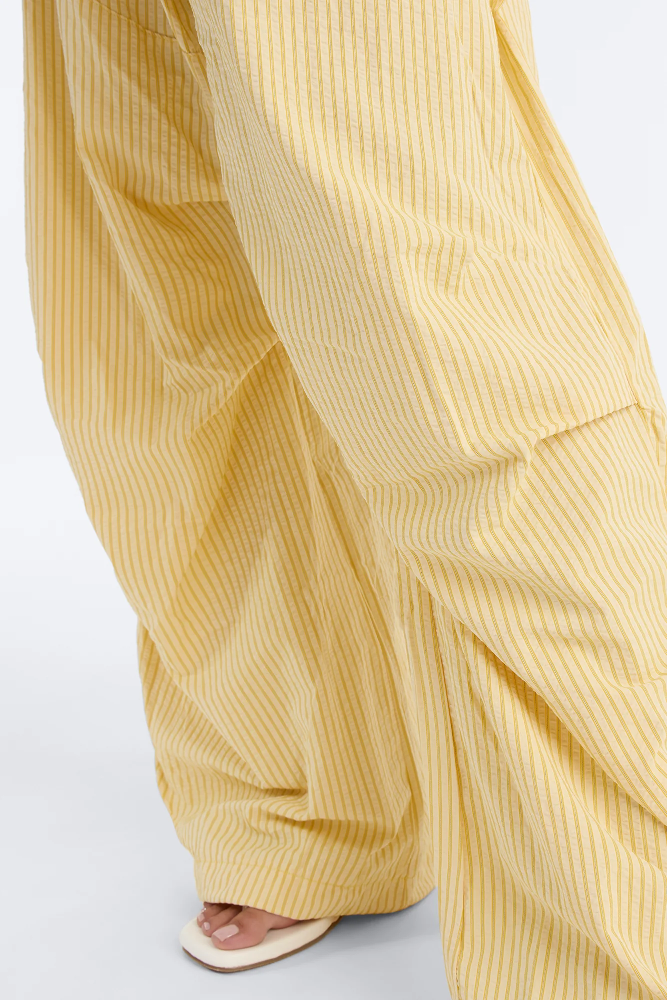 Sun Kissed Pinstripe Barrel Leg Jogger - Yellow - Image 4