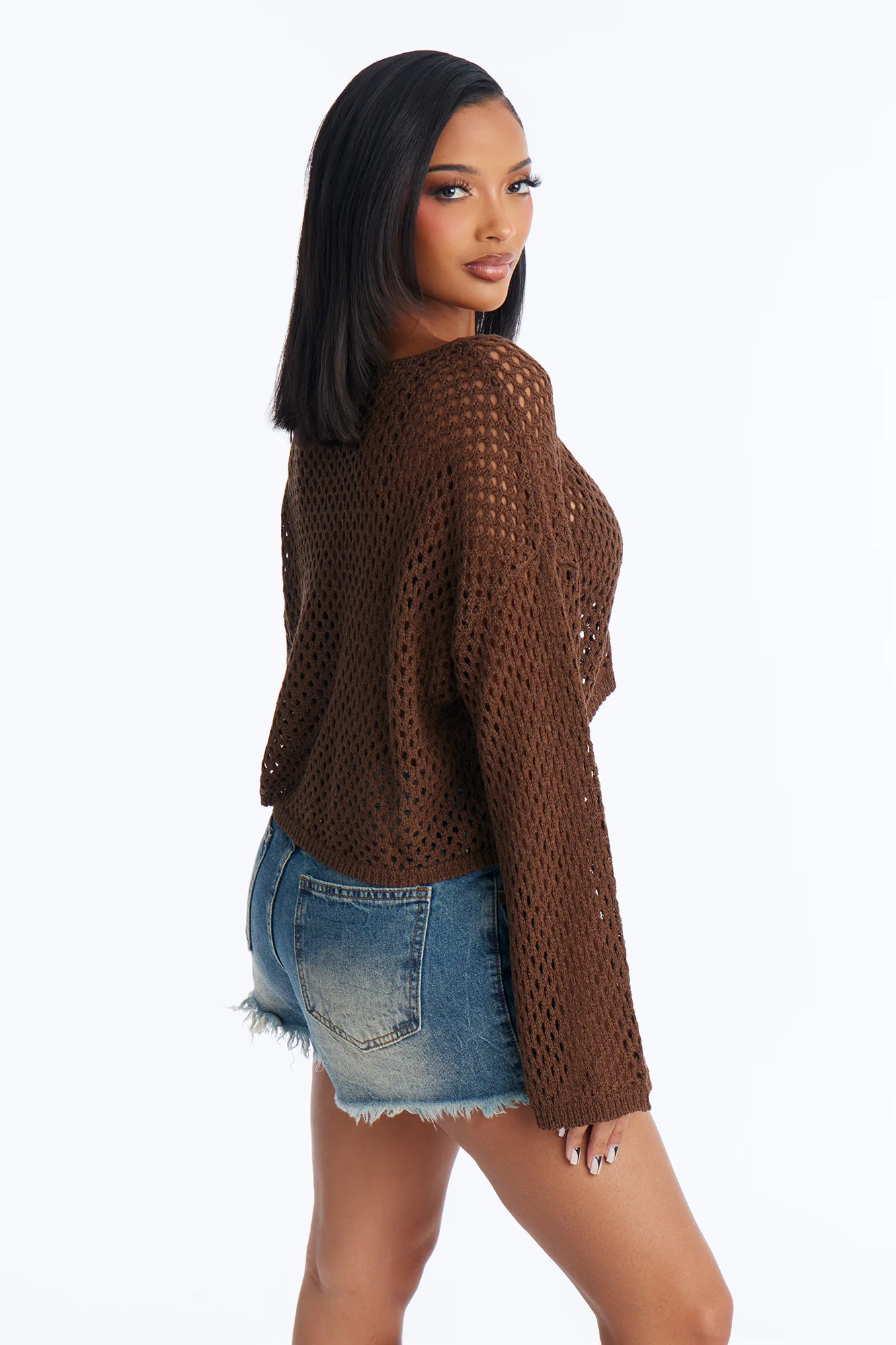 Sun Spirit Crochet Sweater - Chocolate - Image 3