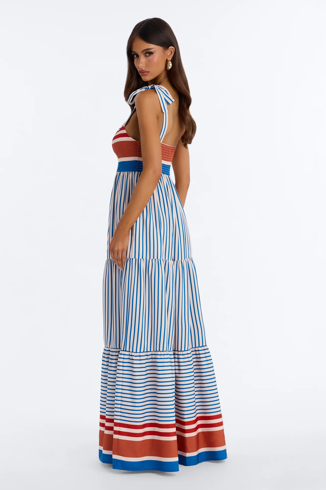 Sunbathing Tie Shoulder Maxi Dress - Blue/combo - Image 4