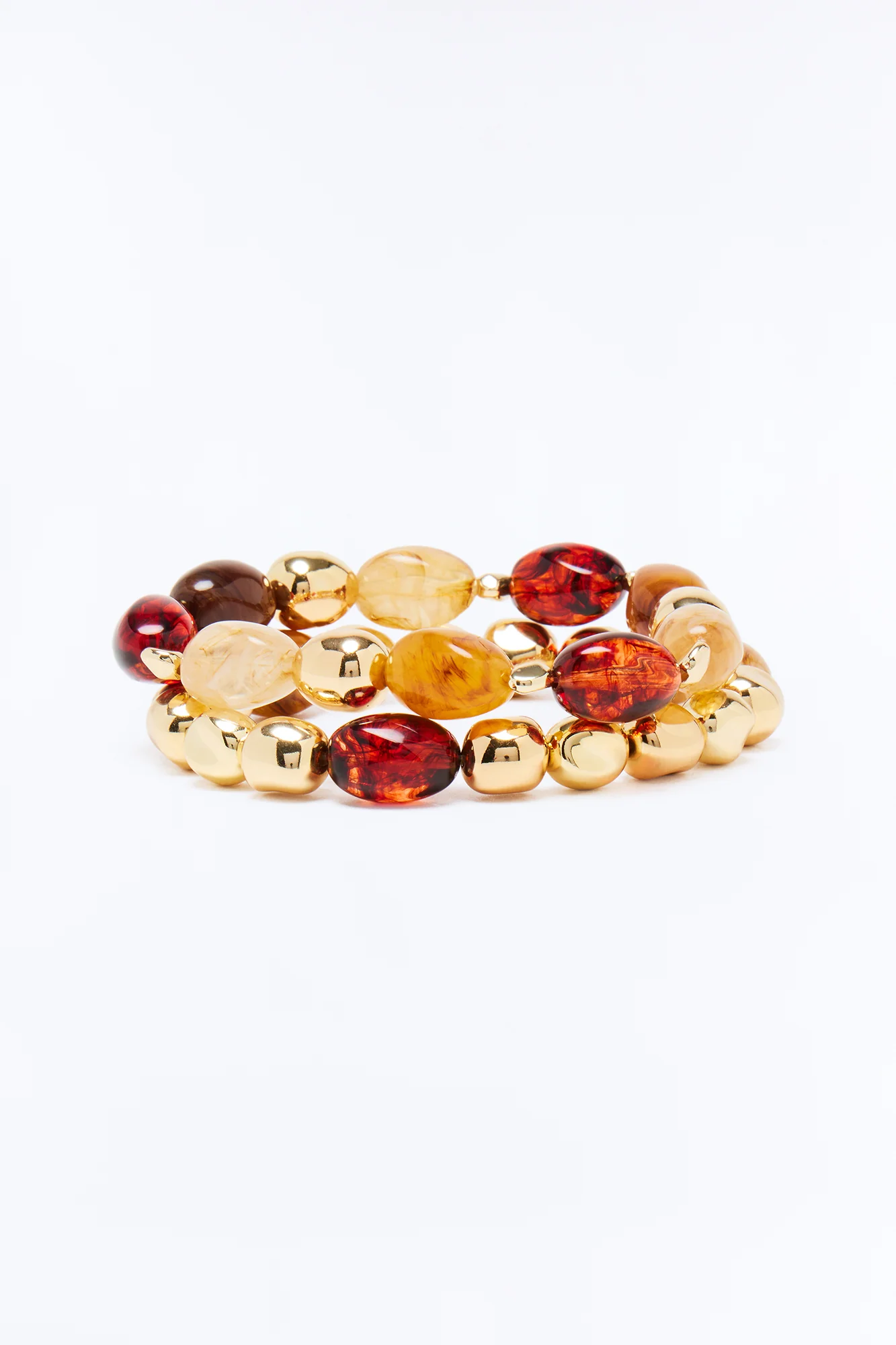 Sundara 2 Piece Bracelet Set - Gold/Brown - Image 3