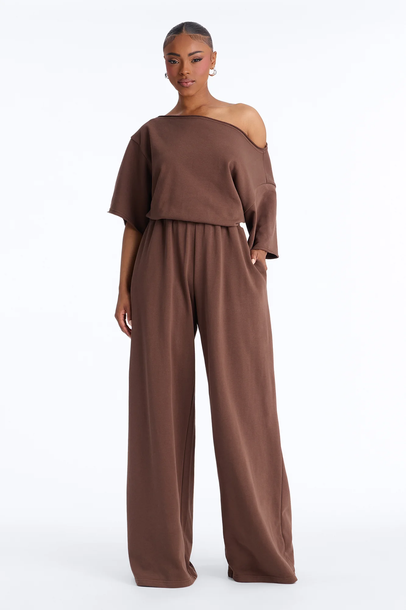 Sunday Lounge Wide Leg Jumpsuit - Chocolate