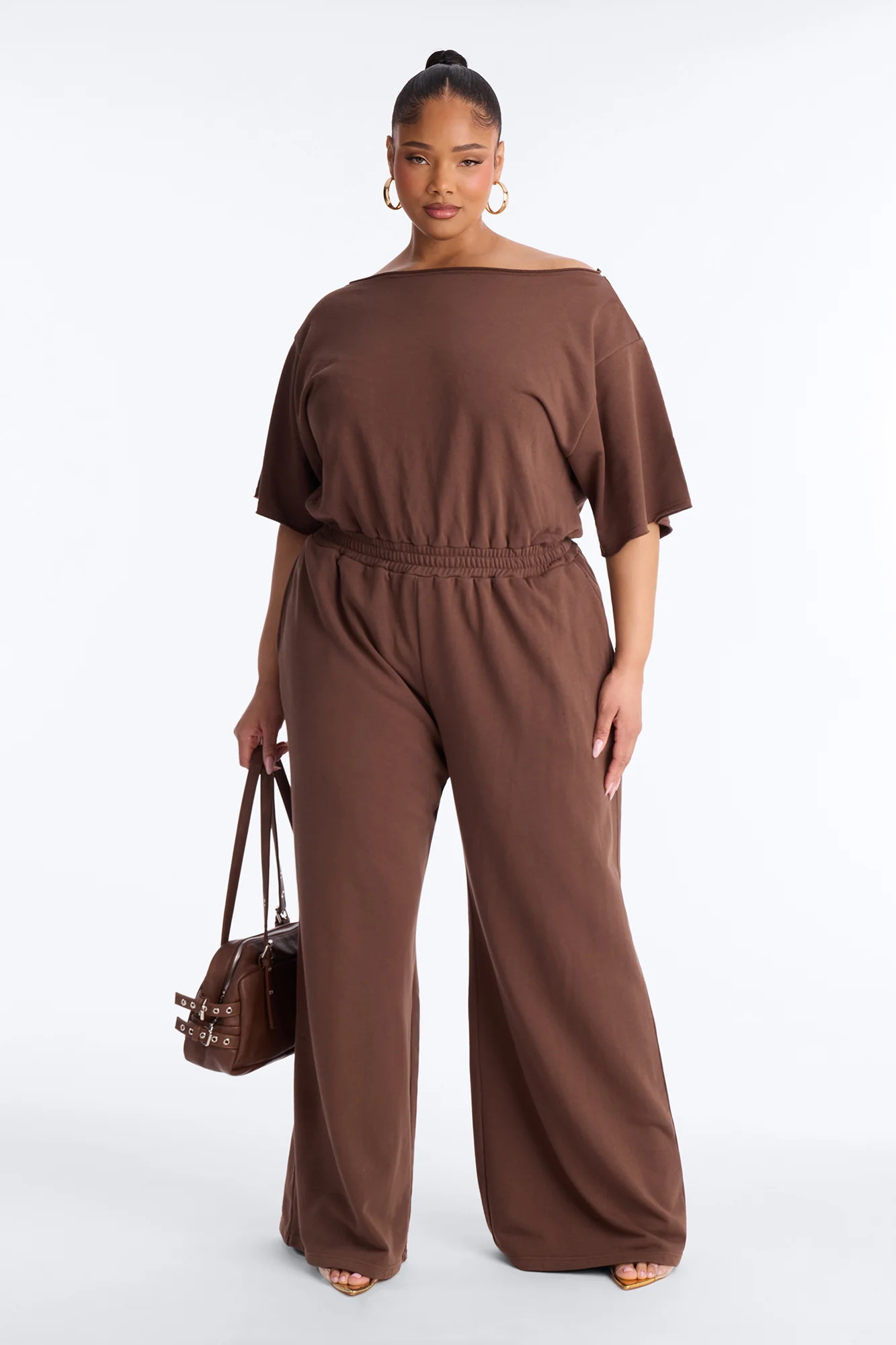 Sunday Lounge Wide Leg Jumpsuit - Chocolate - Image 5