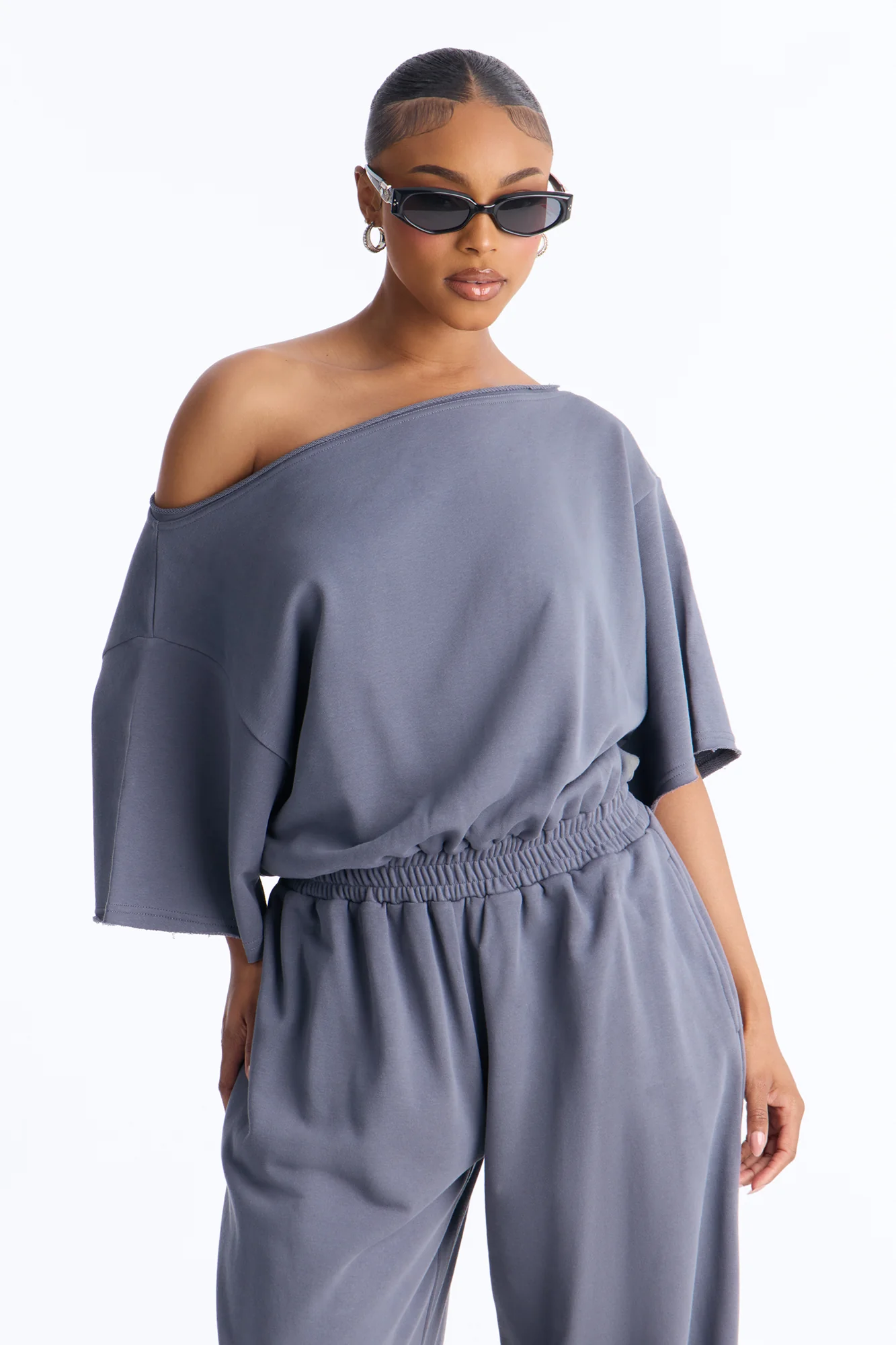 Sunday Lounge Wide Leg Jumpsuit - Slate Blue - Image 2