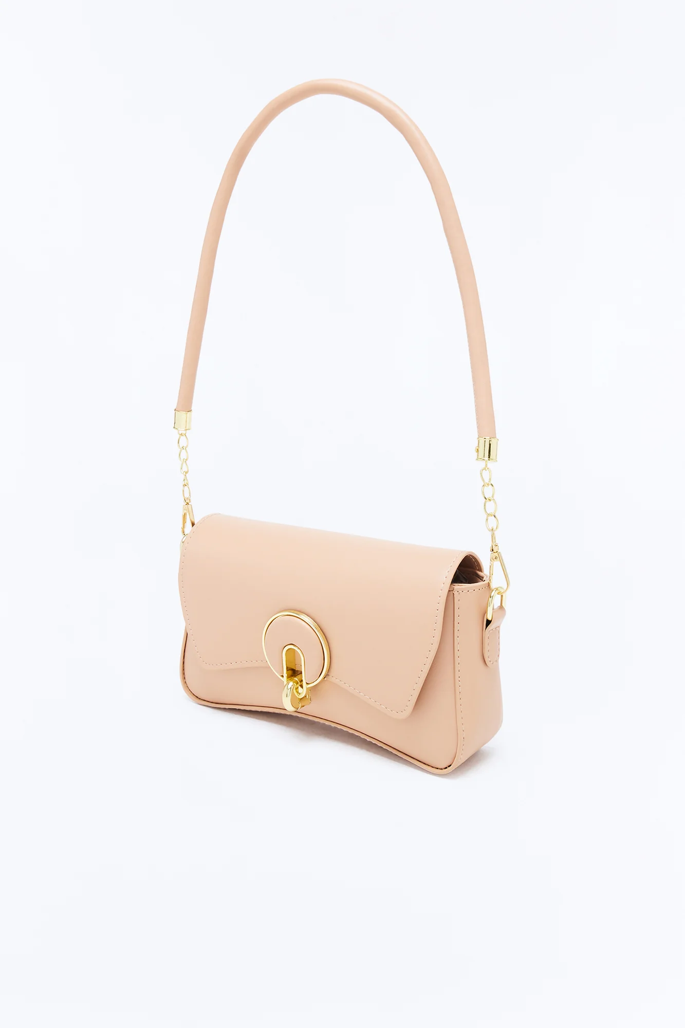 Sunday Stroll Faux Leather Shoulder Handbag - Nude - Image 4