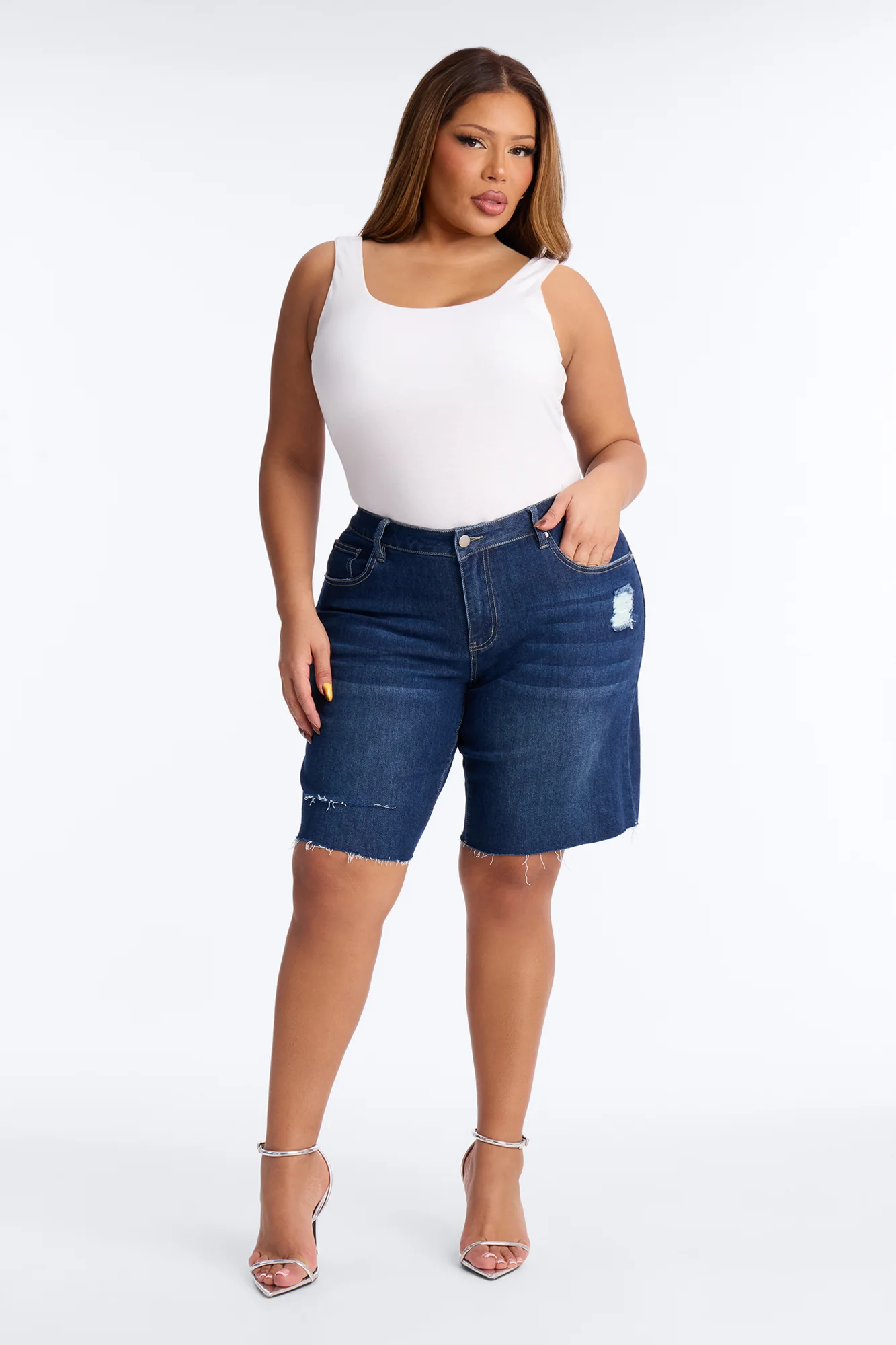 Sundaze Bermuda Denim Shorts - Dark Wash - Image 5