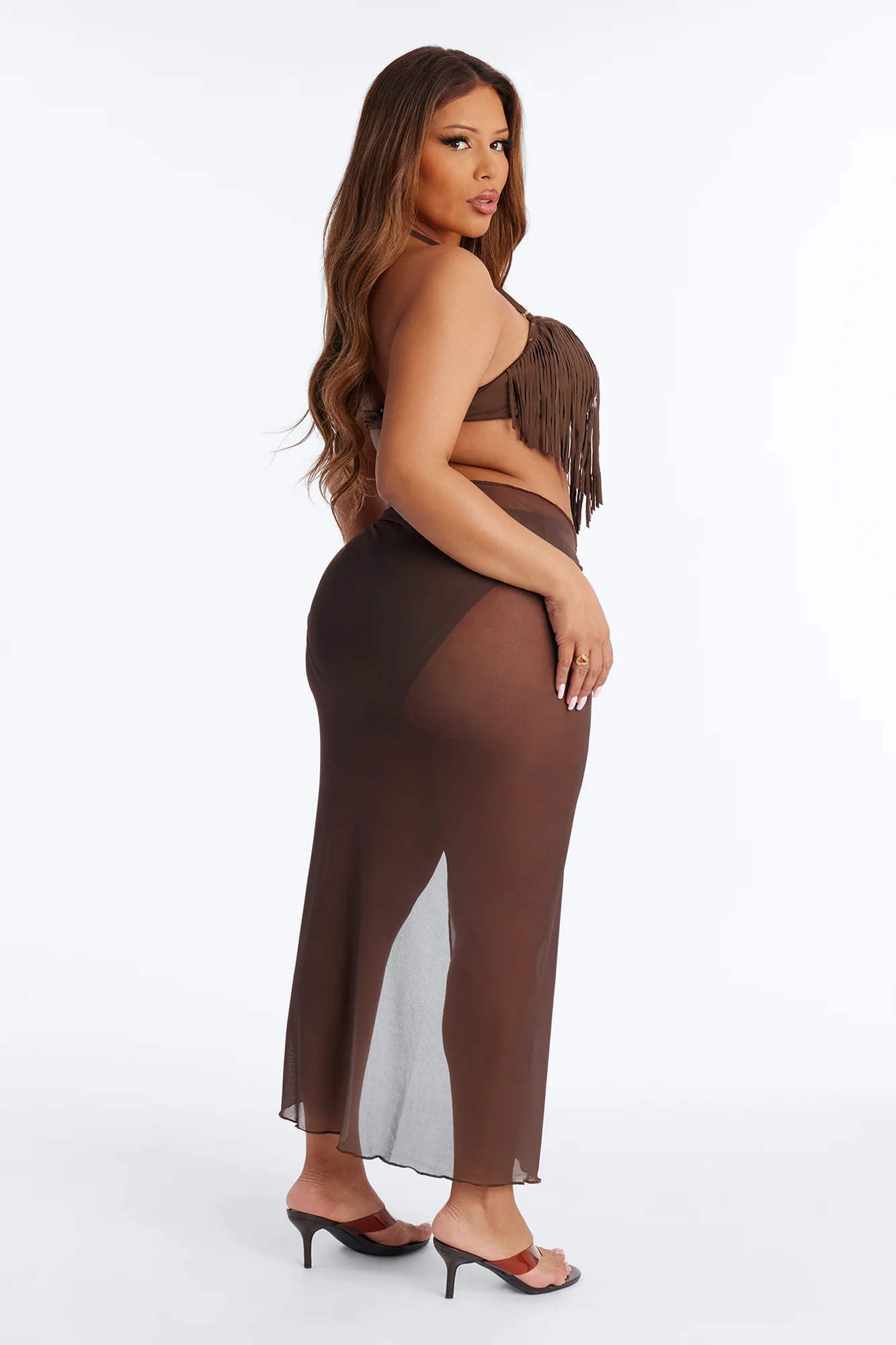 Sunkissed Mischief 3 Piece Fringe Bikini Set - Brown - Image 7