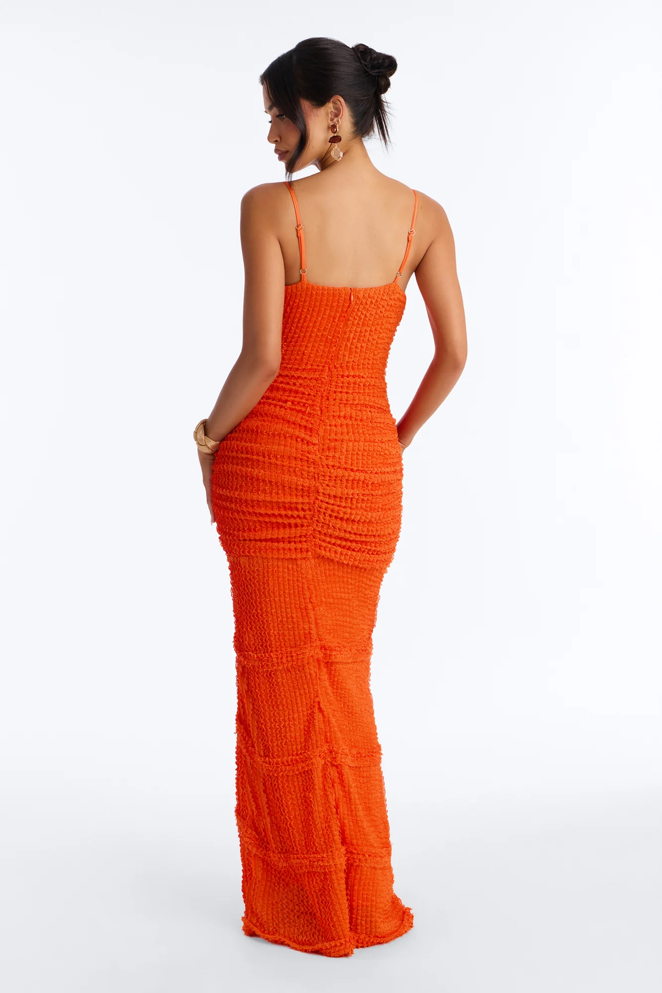 Sunlit Escape Textured Maxi Dress - Orange - Image 4