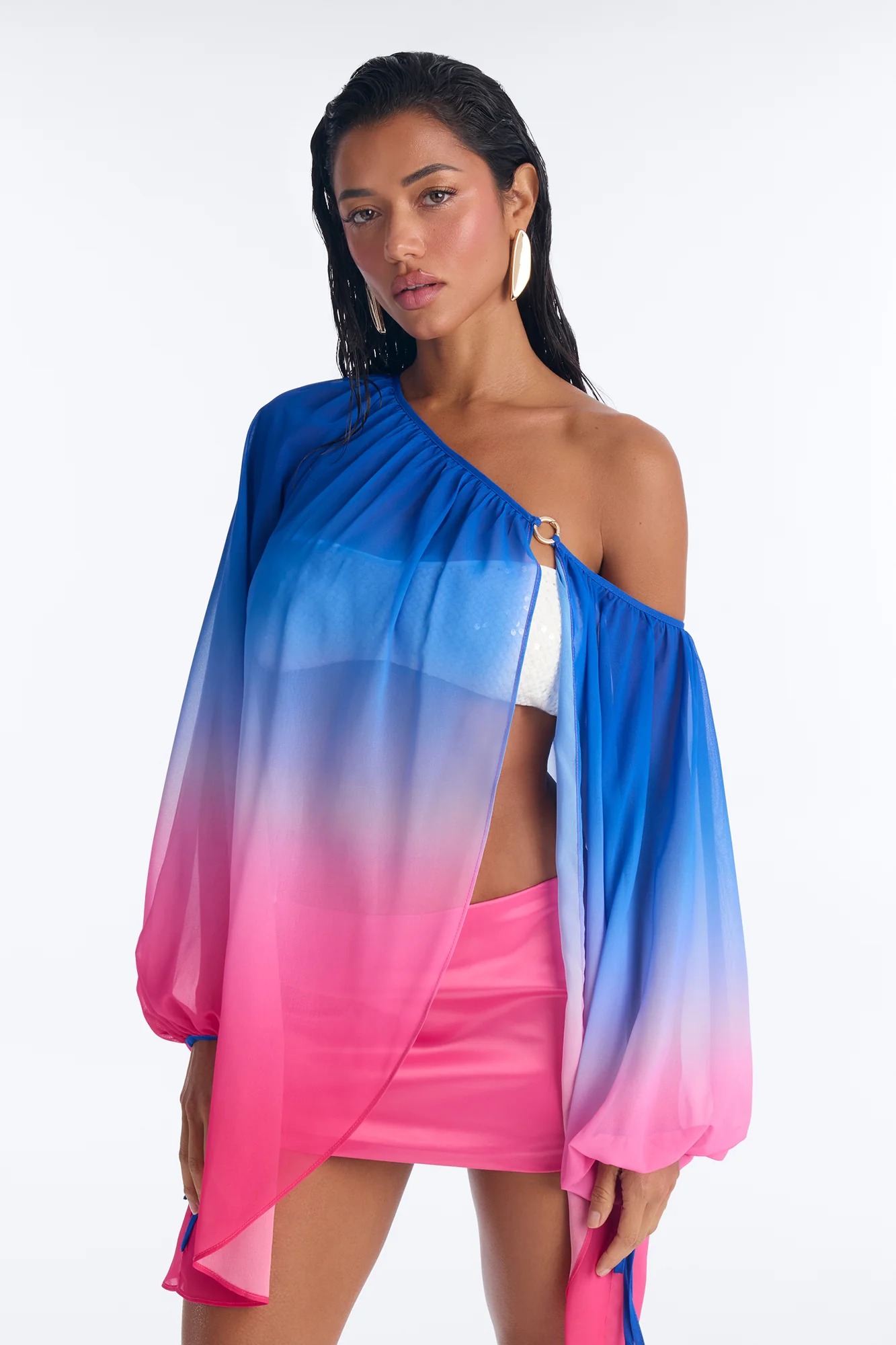 Sunlit Silhouettes Ombre Mini Skirt Set - Blue/combo - Image 2