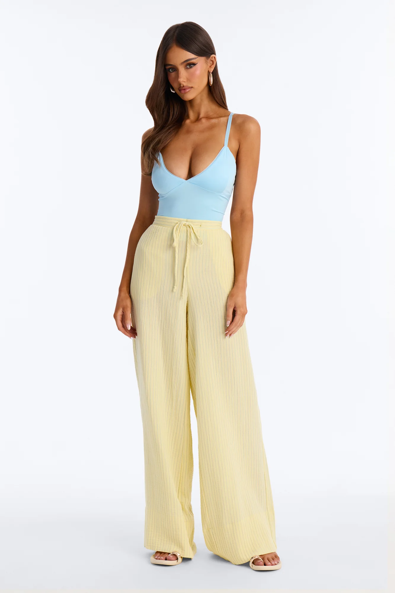Sunny Haze Wide Leg Gauze Pant - Yellow