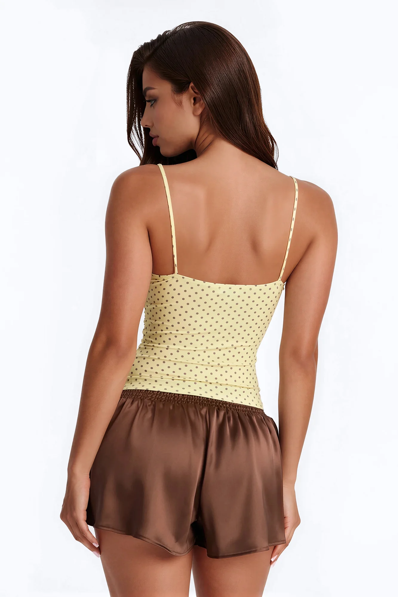 Sunny Polka Dot Ruffle Twist Tank Top - Yellow/combo - Image 4