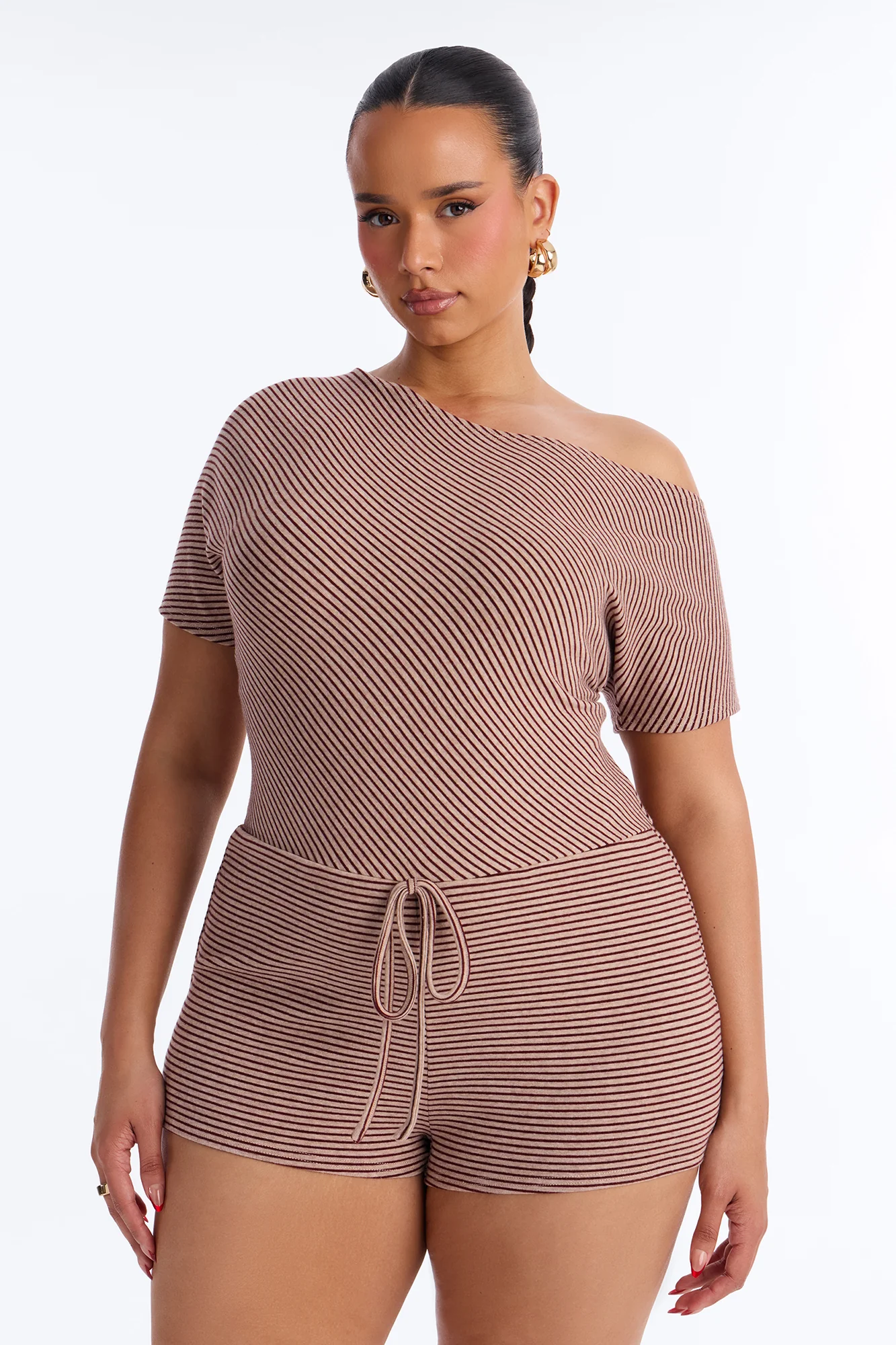 Sunny Side Striped Romper - Chocolate - Image 5
