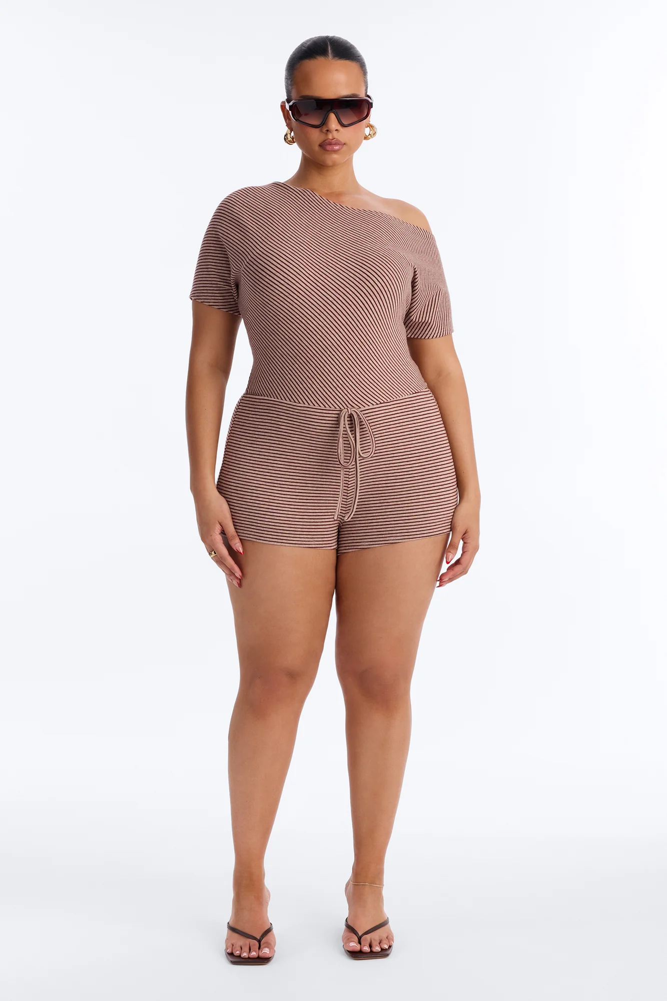 Sunny Side Striped Romper - Chocolate - Image 6