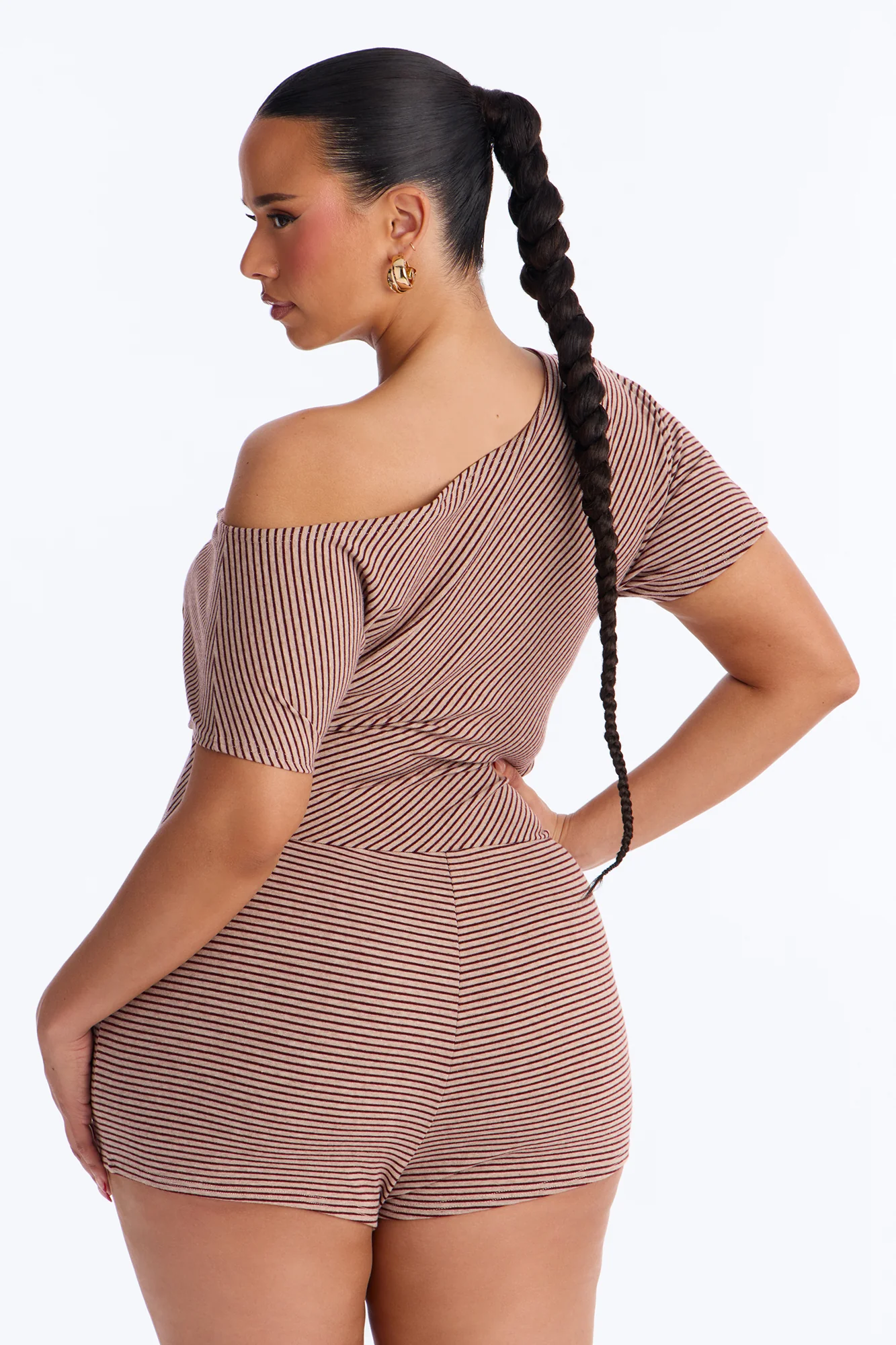 Sunny Side Striped Romper - Chocolate - Image 8