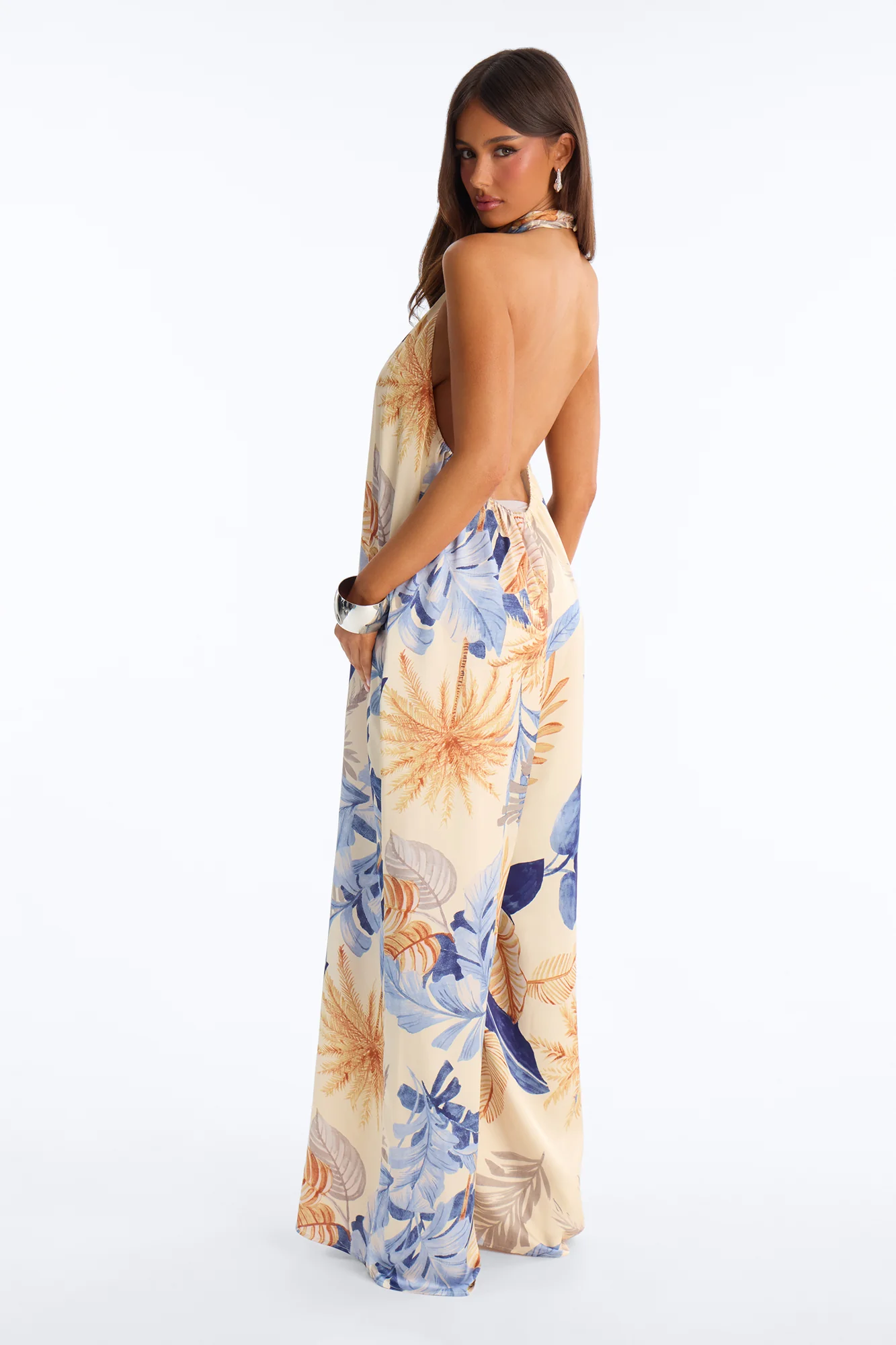 Sunset Party Backless Wide Leg Jumpsuit - Blue/combo - Image 4