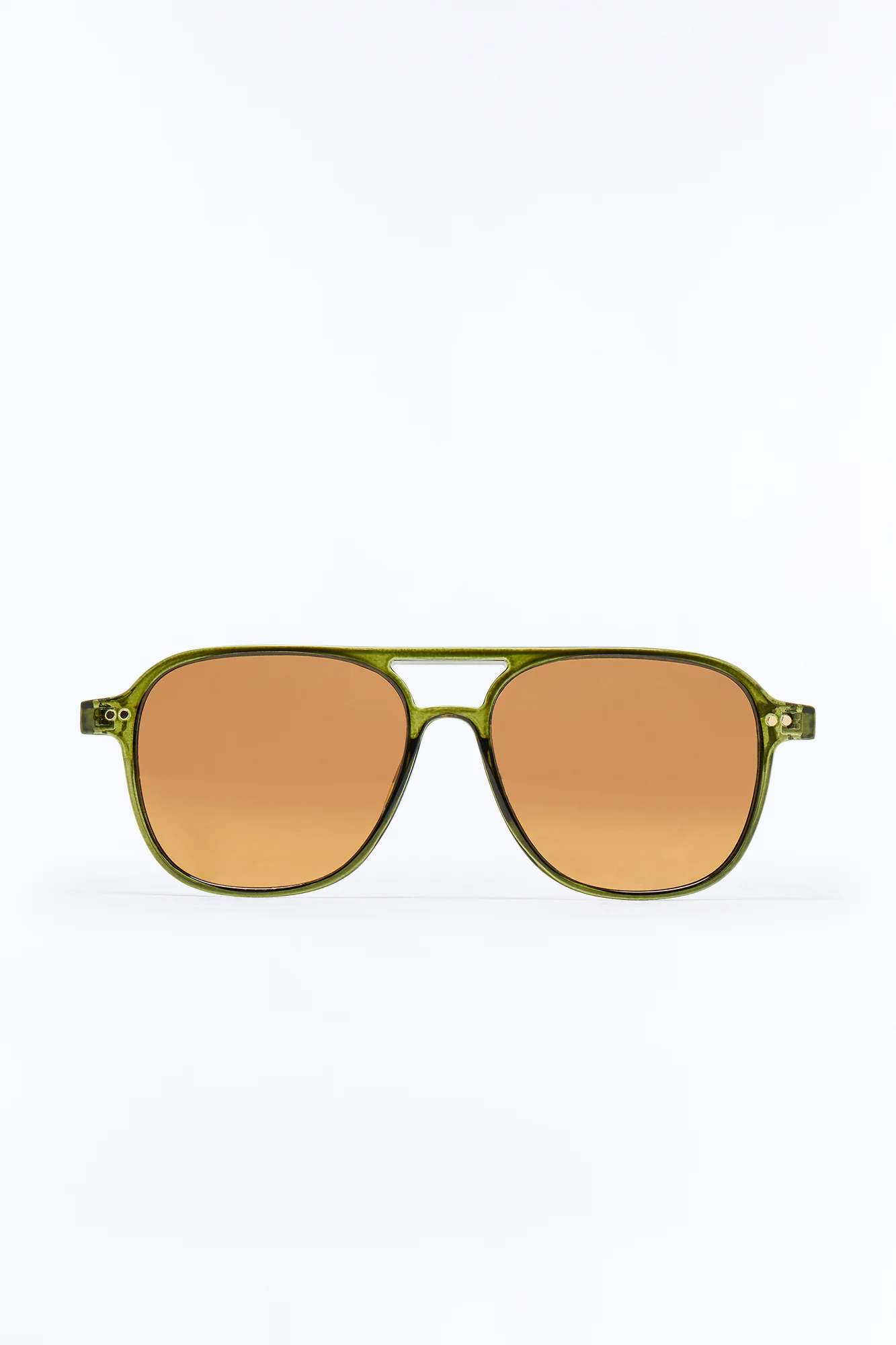 Sunset Reflection Aviator Sunglasses - Gold/Green - Image 3