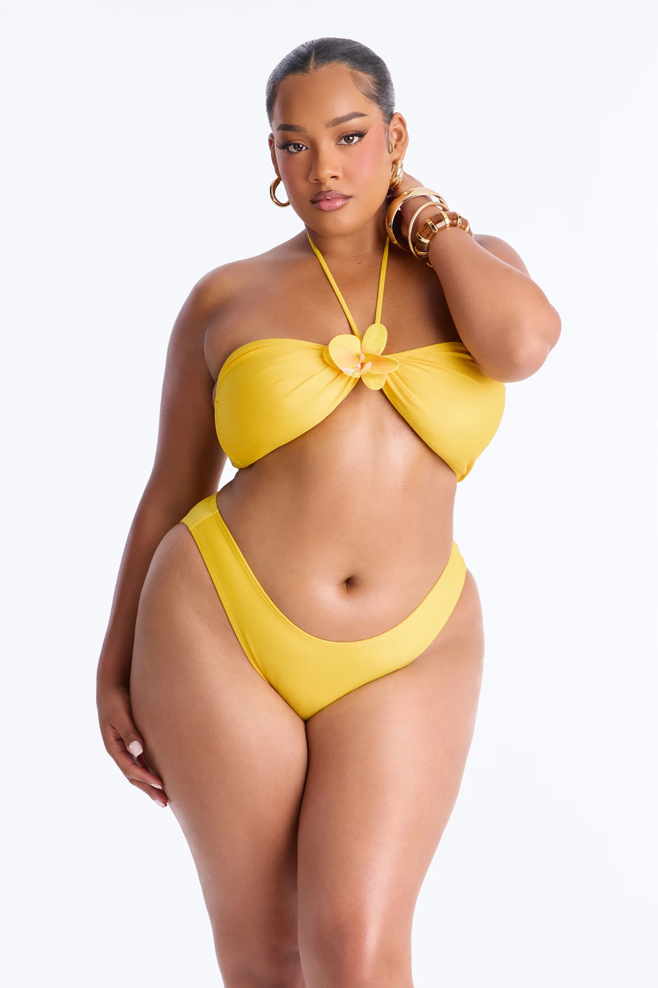 Sunset Sangria 3 Piece Bandeau Bikini And Sarong Set - Yellow - Image 7