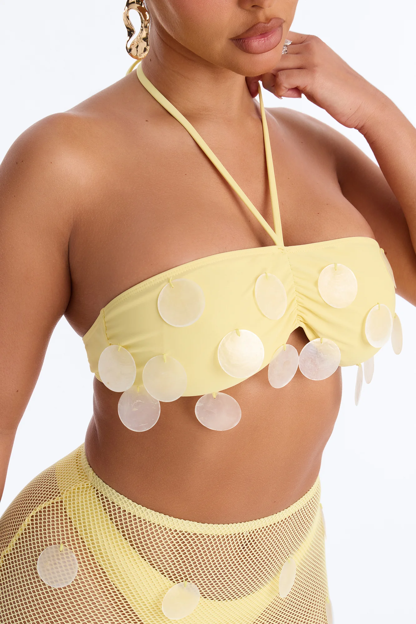 Sunshine State 3 Piece Bandeau Bikini Skirt Set - Yellow - Image 2