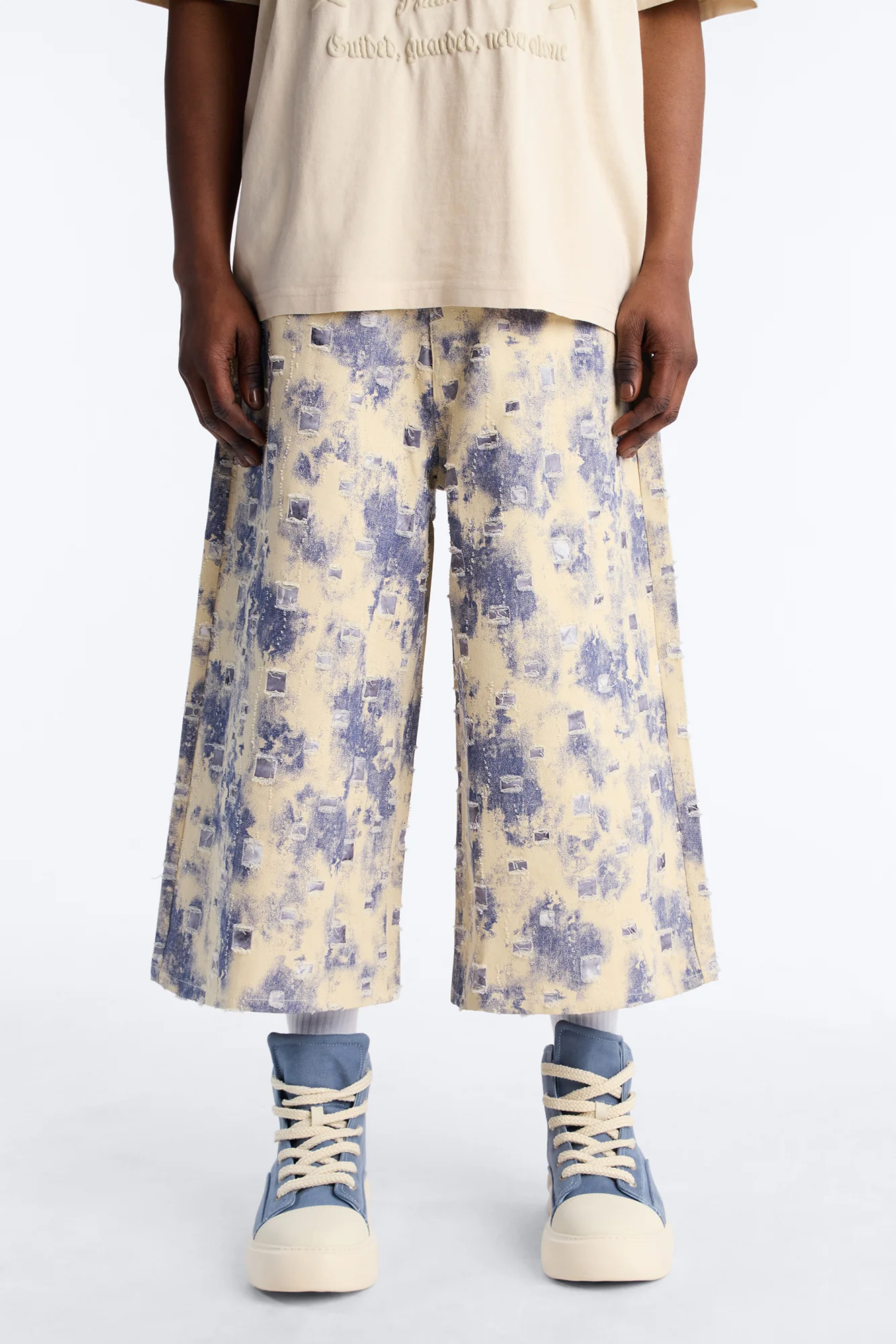 Super Baggy Azure Shred Denim Short - Bleach Blue Wash - Image 2