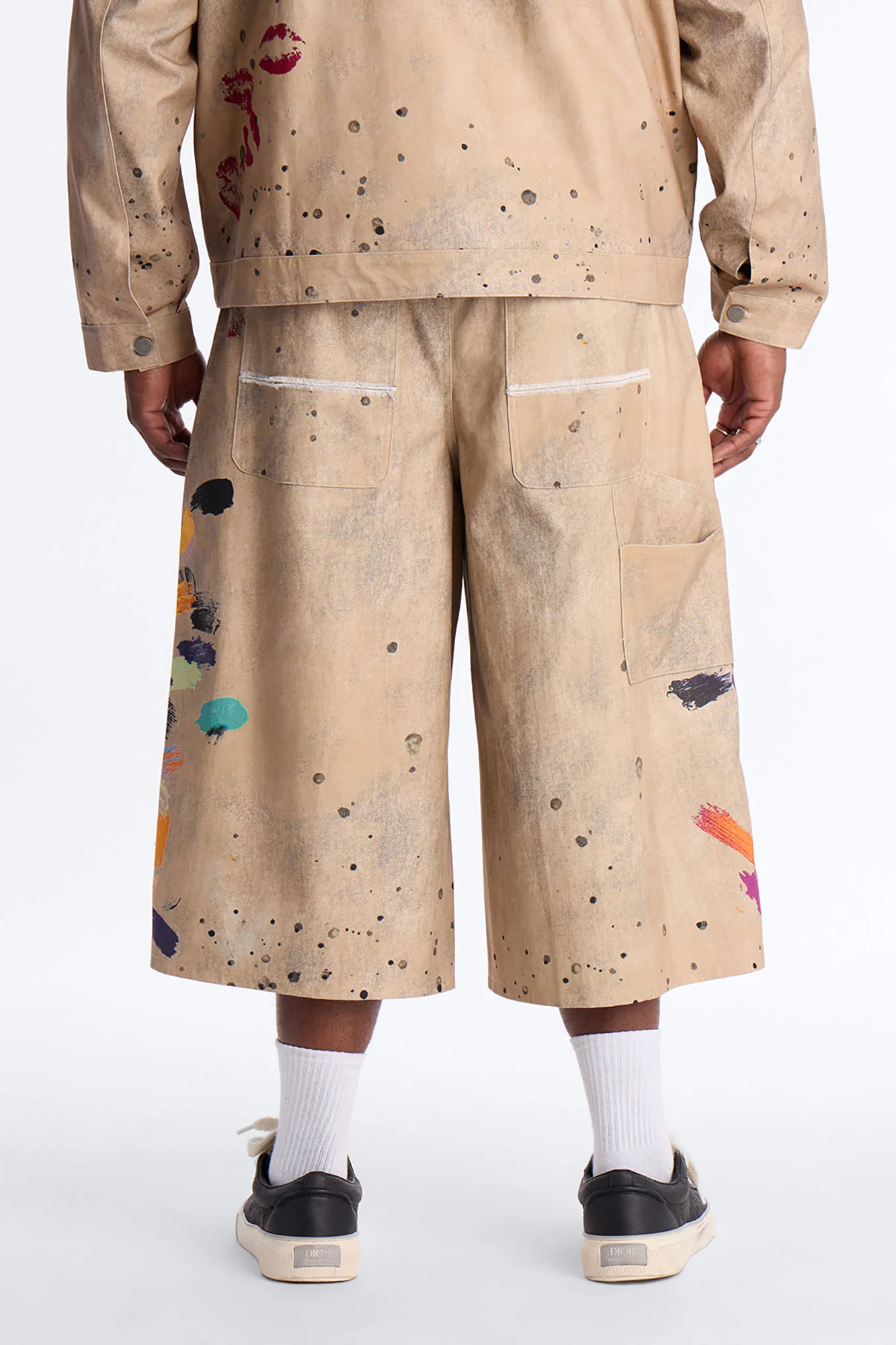 Super Baggy Culture Society Paint Splatter Short - Khaki - Image 8