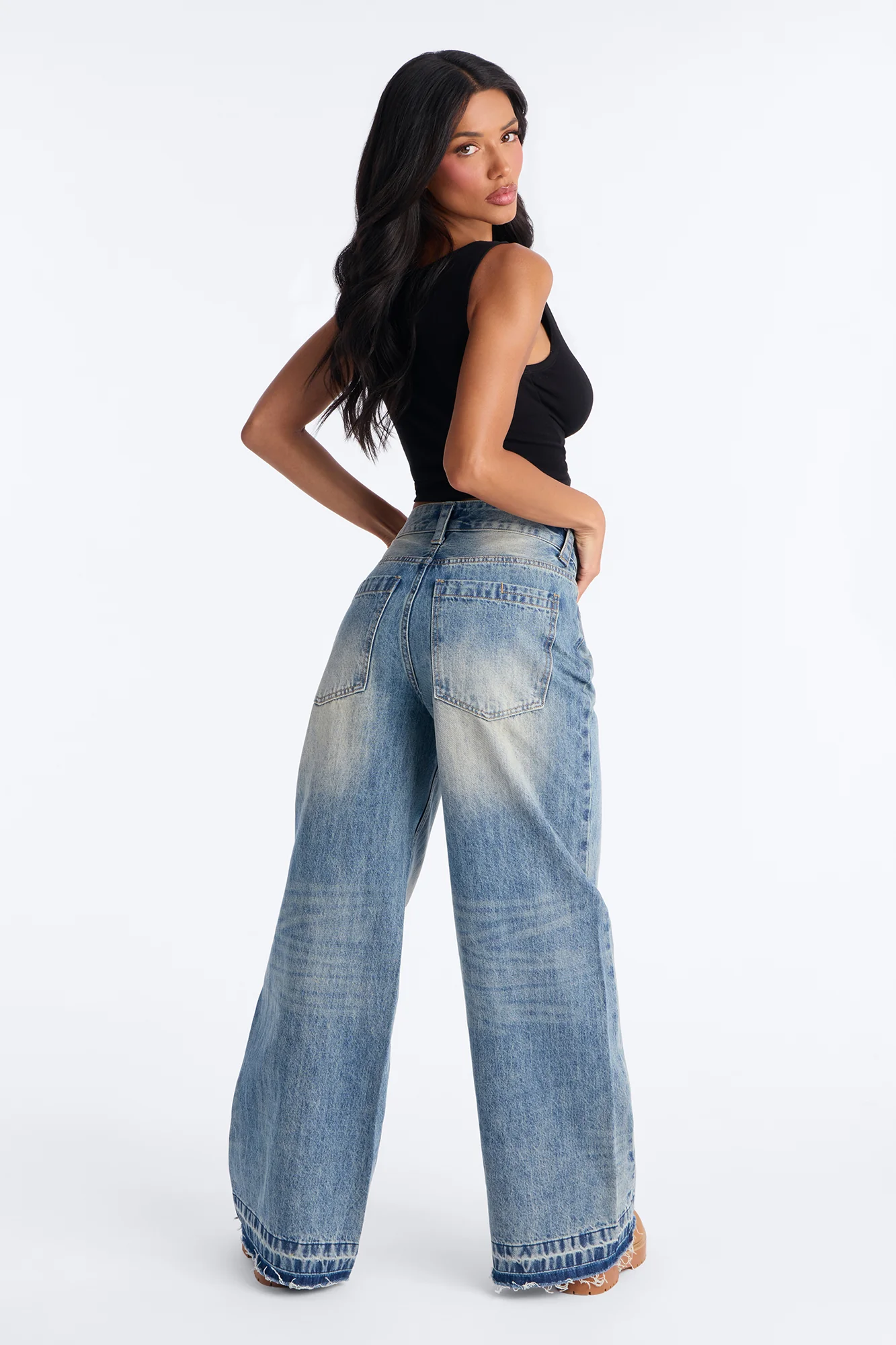 Super Exclusive Non-Stretch Tinted Wide Leg Jeans - Vintage Wash - Image 3
