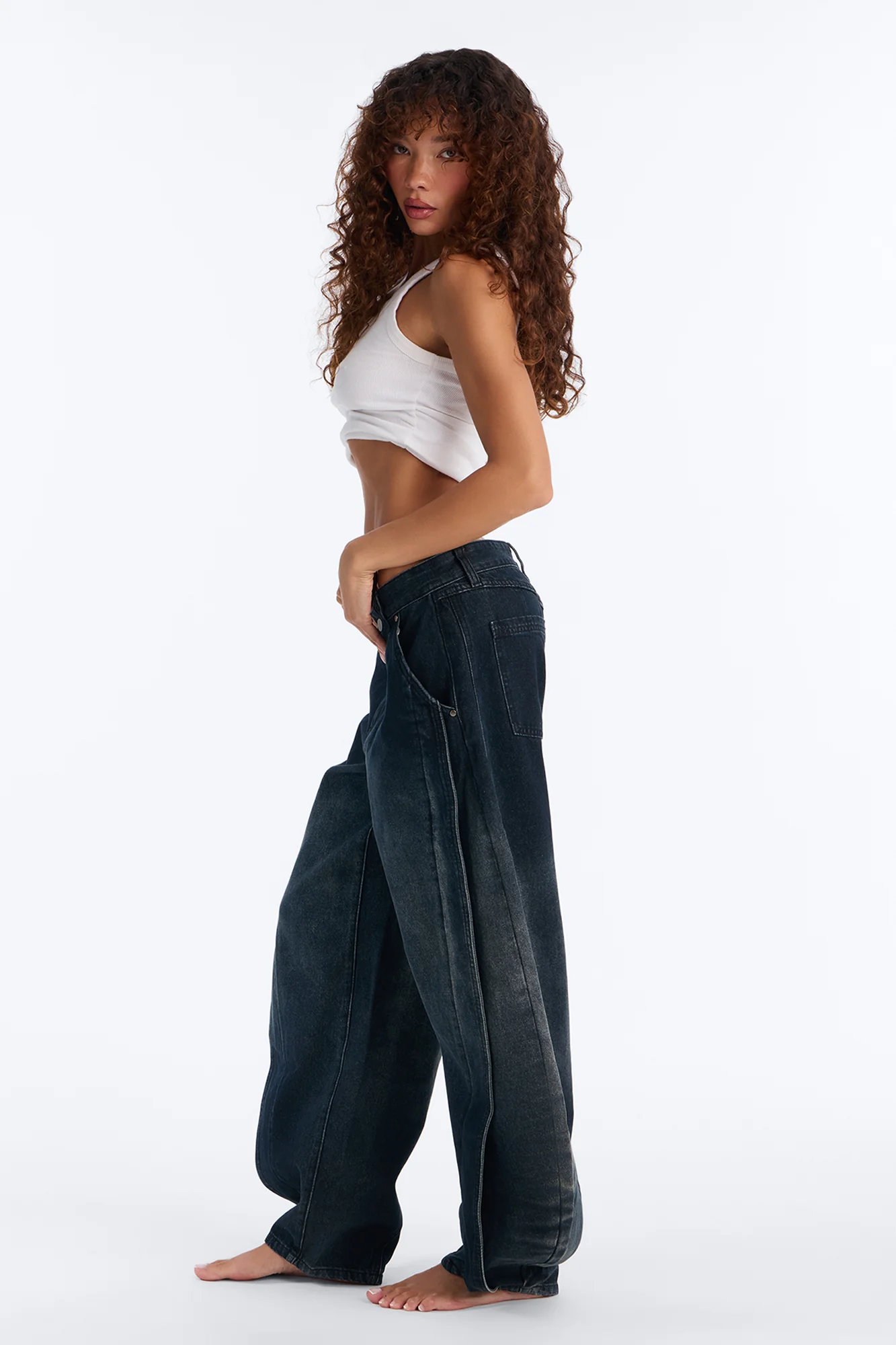 Surprise Me Tinted Paneled Jeans - Dark Wash - Image 3