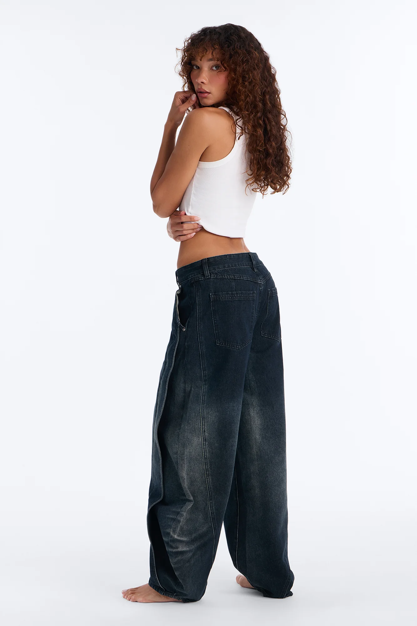 Surprise Me Tinted Paneled Jeans - Dark Wash - Image 4