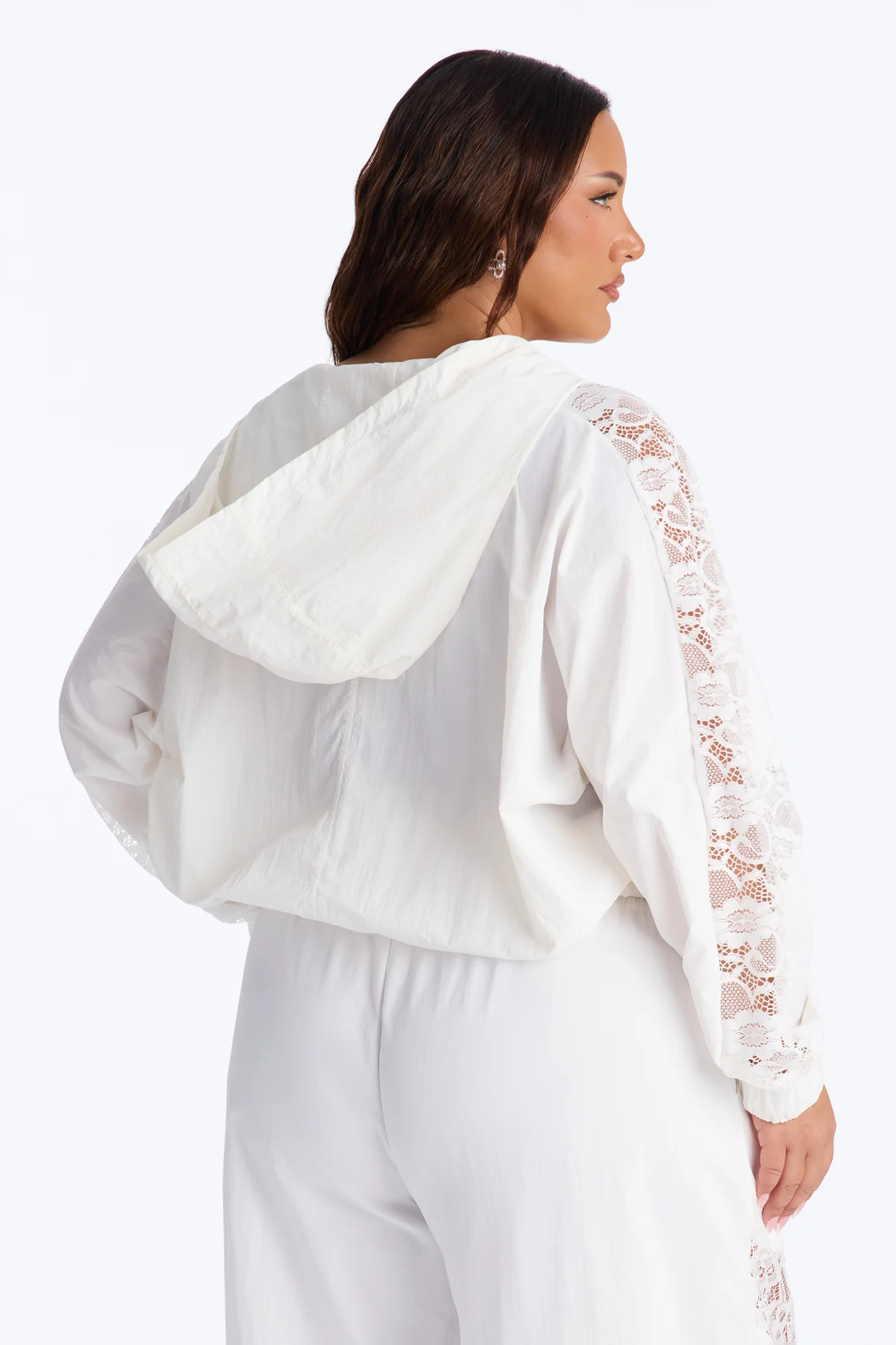 Sweet Addiction Lace Trim Windbreaker Jacket - White - Image 8