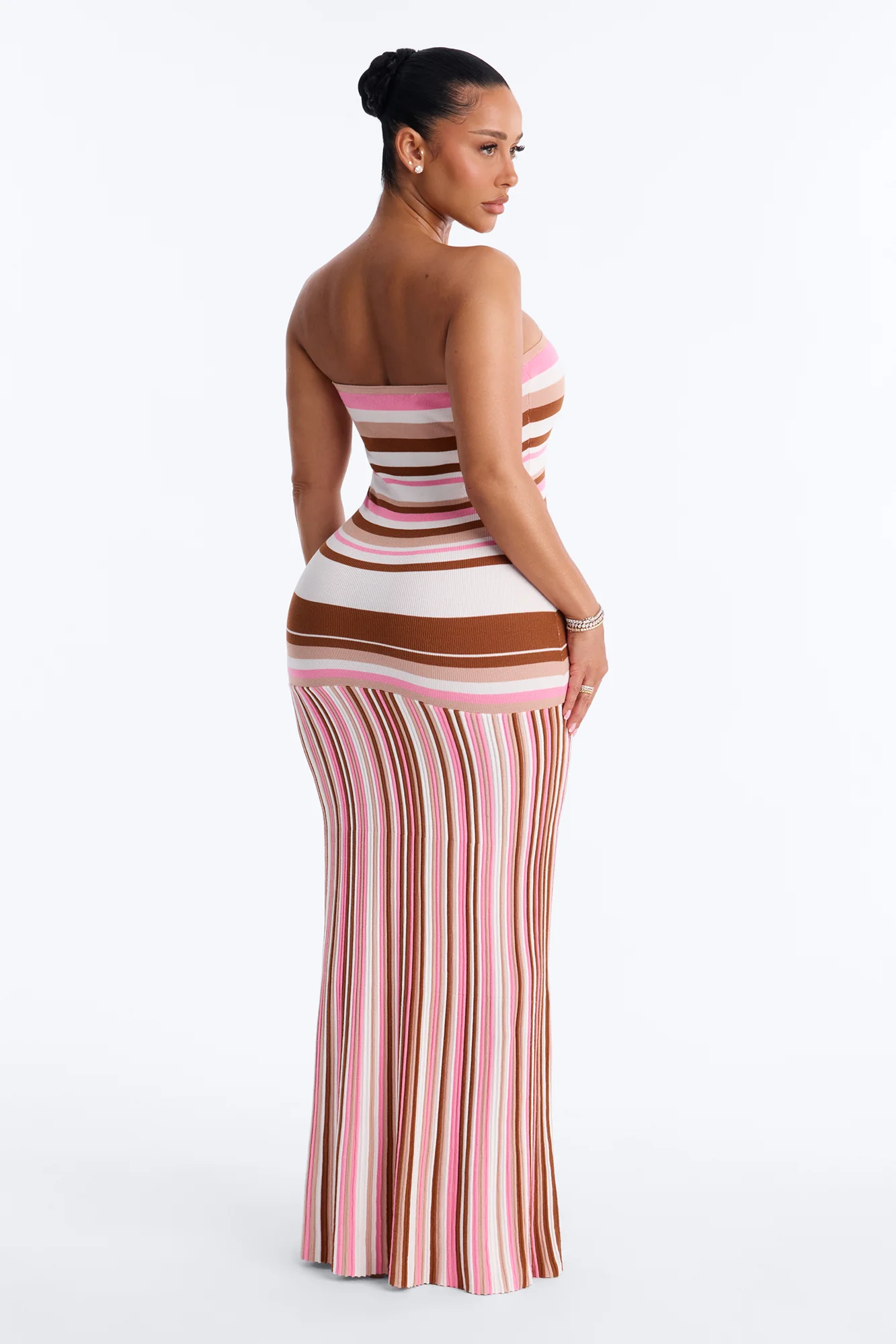 Sweet As Candy Strapless Sweater Maxi Dress - Pink/combo - Image 4