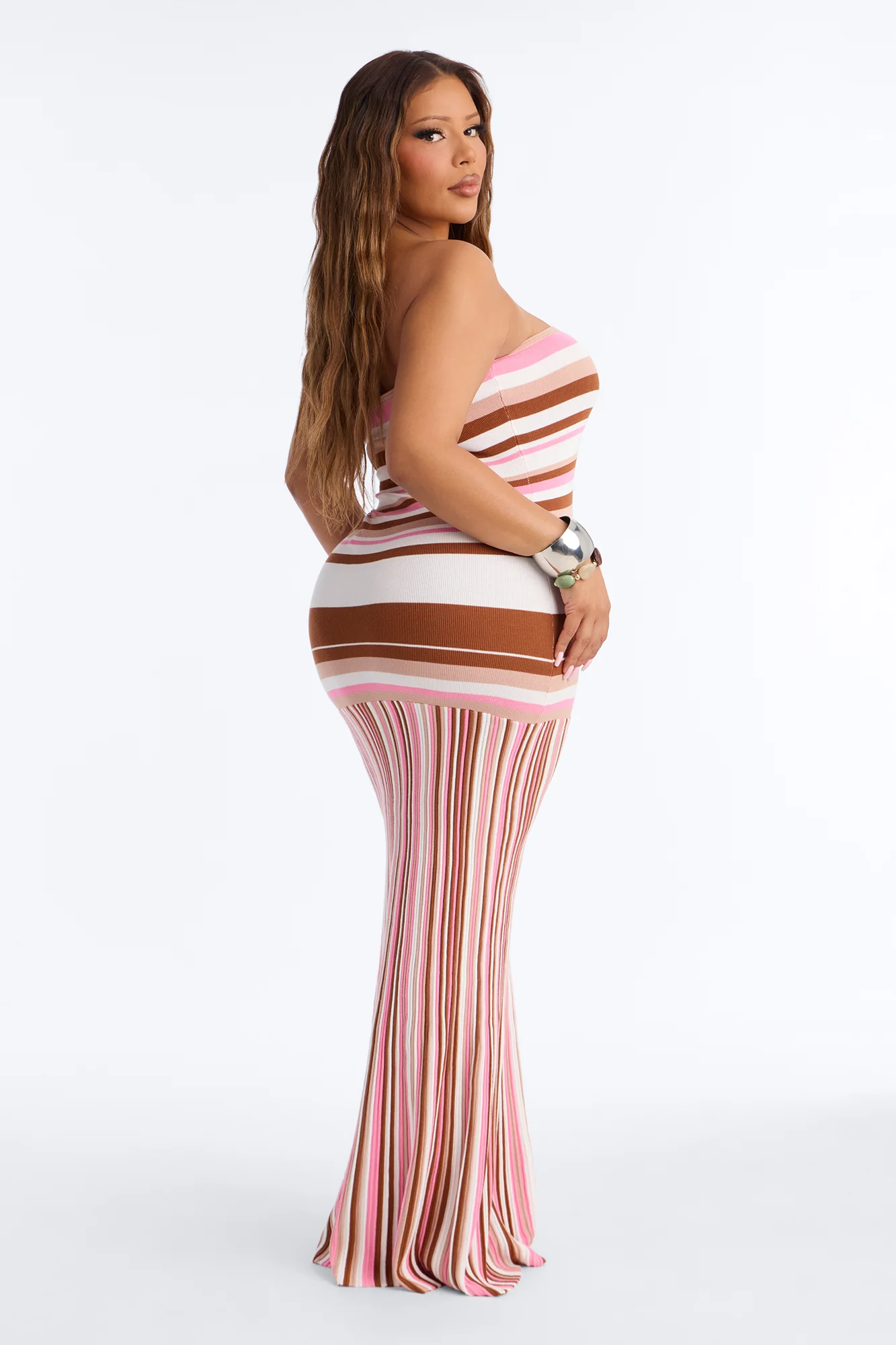 Sweet As Candy Strapless Sweater Maxi Dress - Pink/combo - Image 8