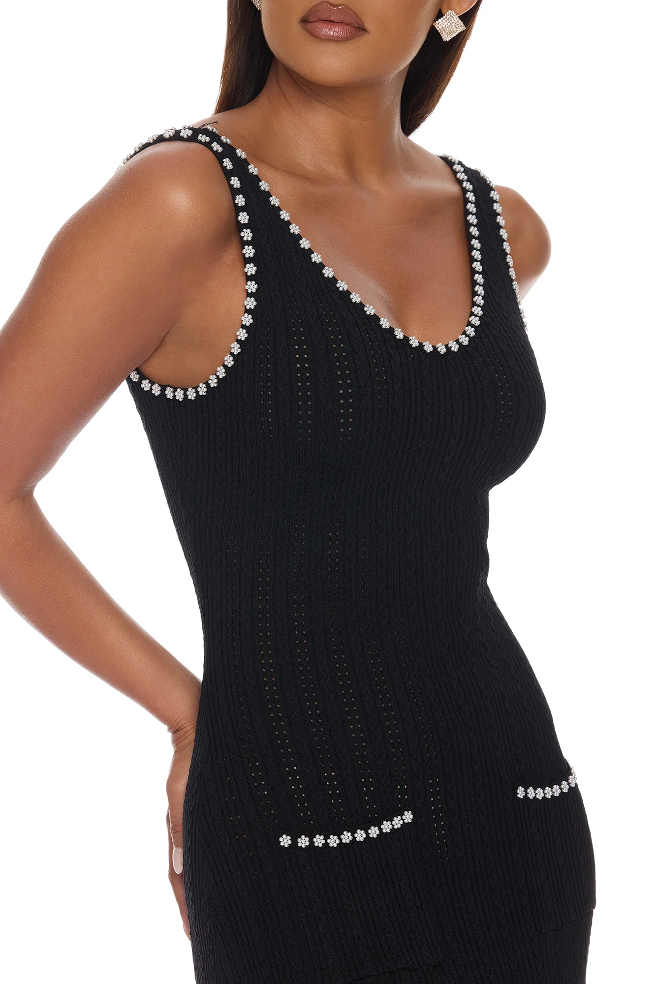 Sweet As Honey Embellished Maxi Dress - Black/White - Image 3