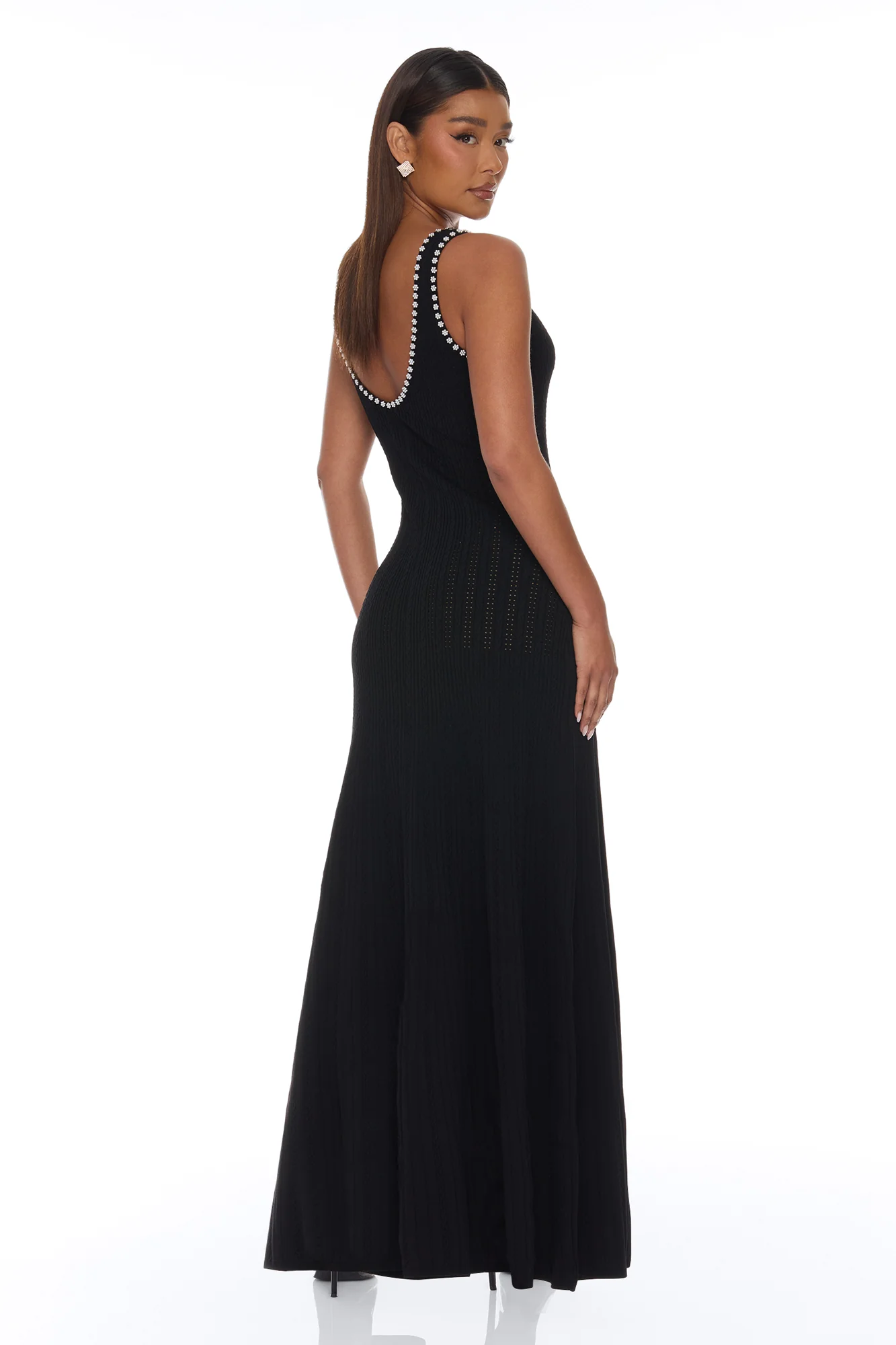 Sweet As Honey Embellished Maxi Dress - Black/White - Image 4