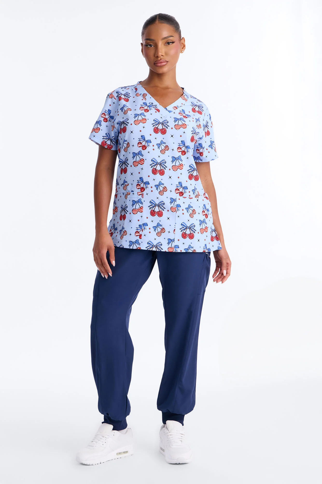 Sweet Cherry Pie Scrub Top - Blue/combo - Image 2