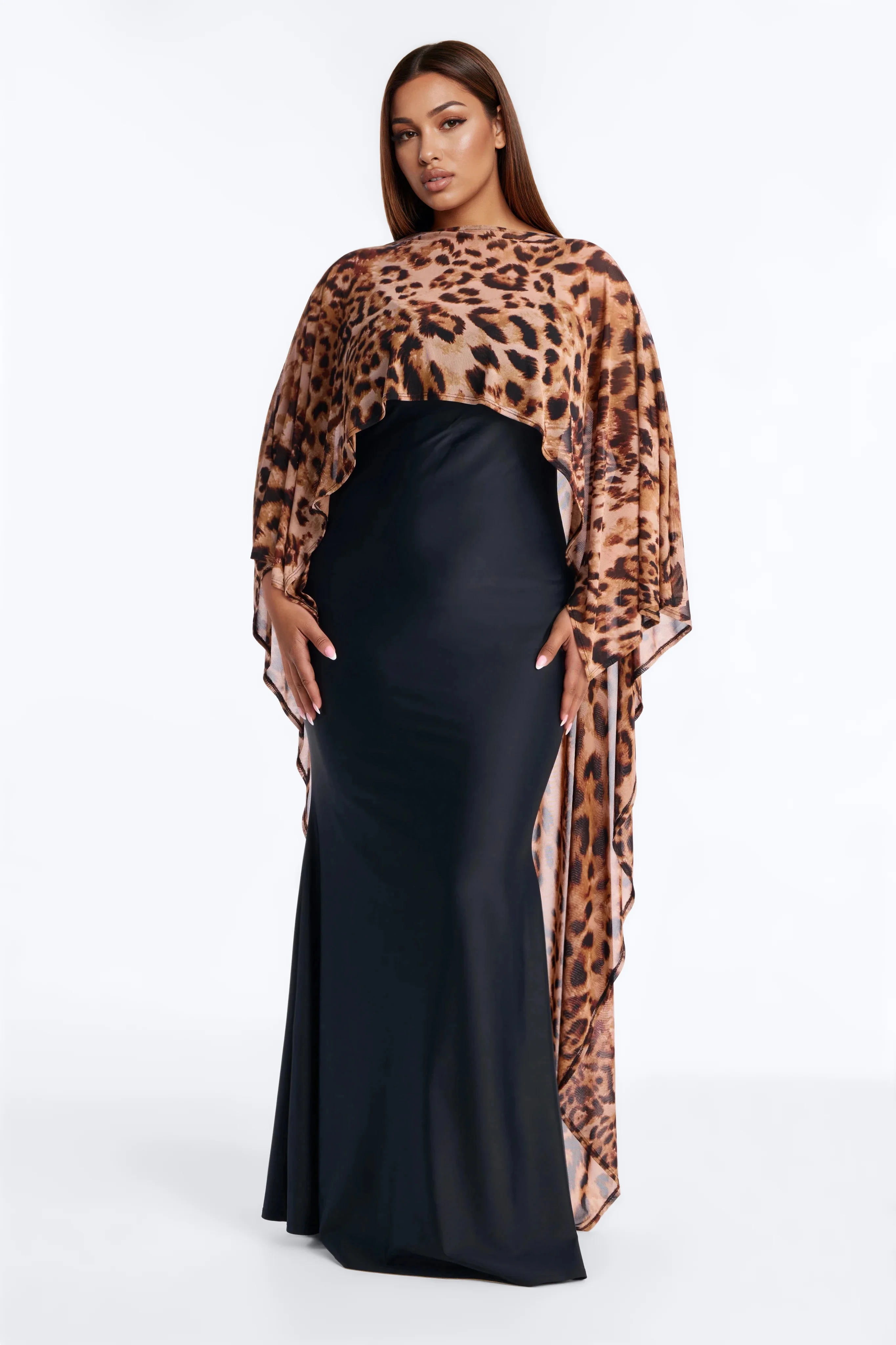 Sweet Confidence Cape Maxi Dress - Black/combo - Image 5