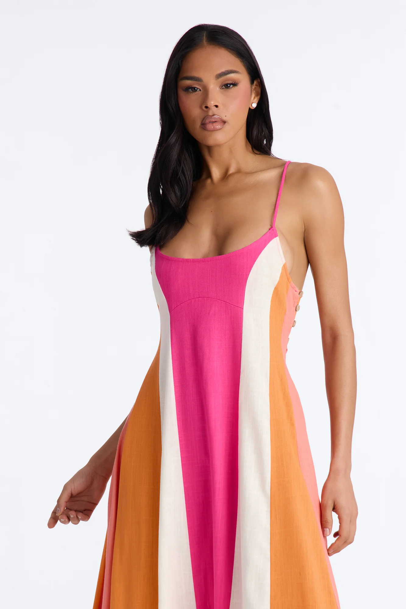 Sweet Energy Linen Maxi Dress - Fuchsia/combo - Image 2