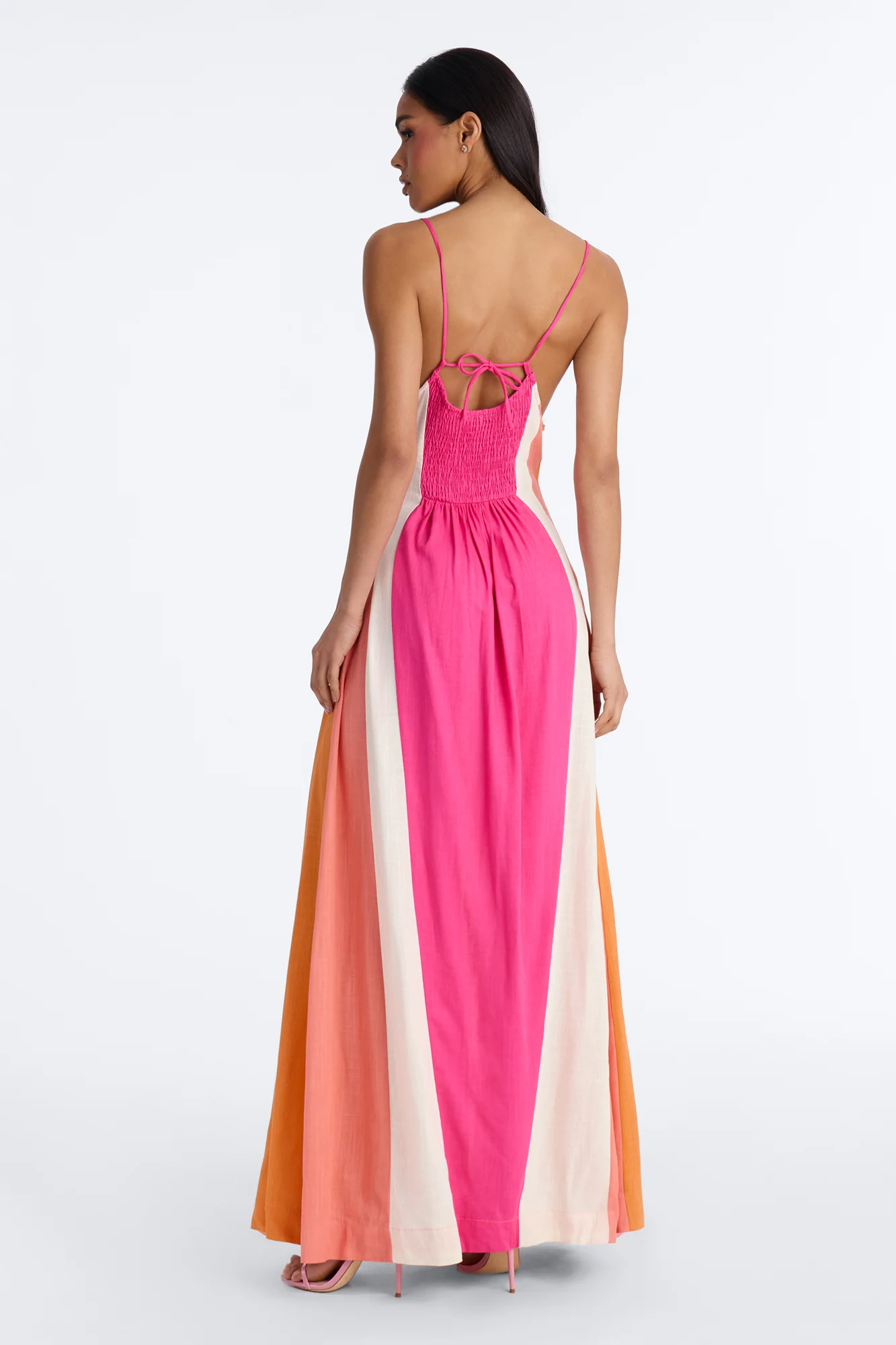 Sweet Energy Linen Maxi Dress - Fuchsia/combo - Image 4