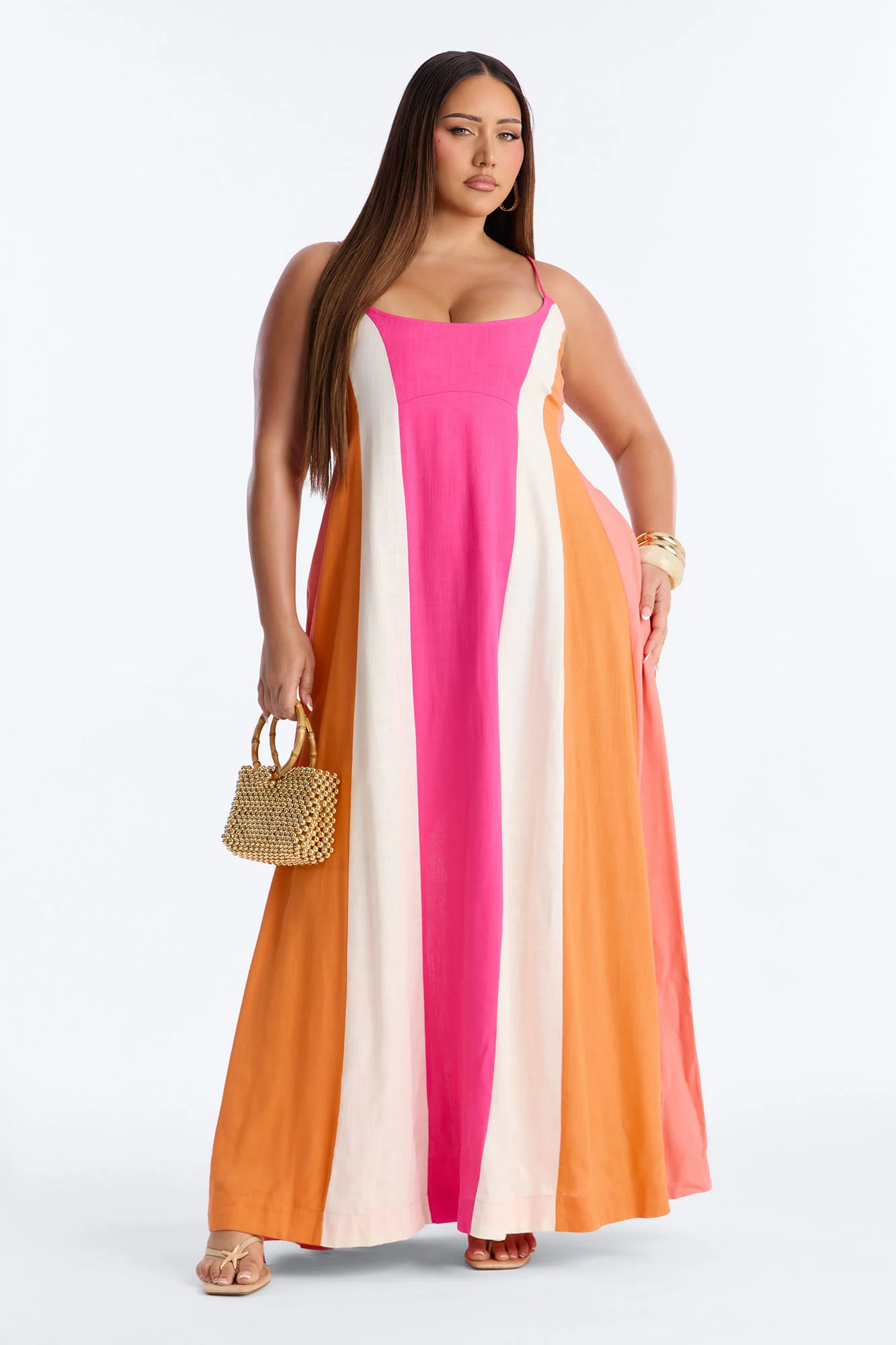 Sweet Energy Linen Maxi Dress - Fuchsia/combo - Image 5