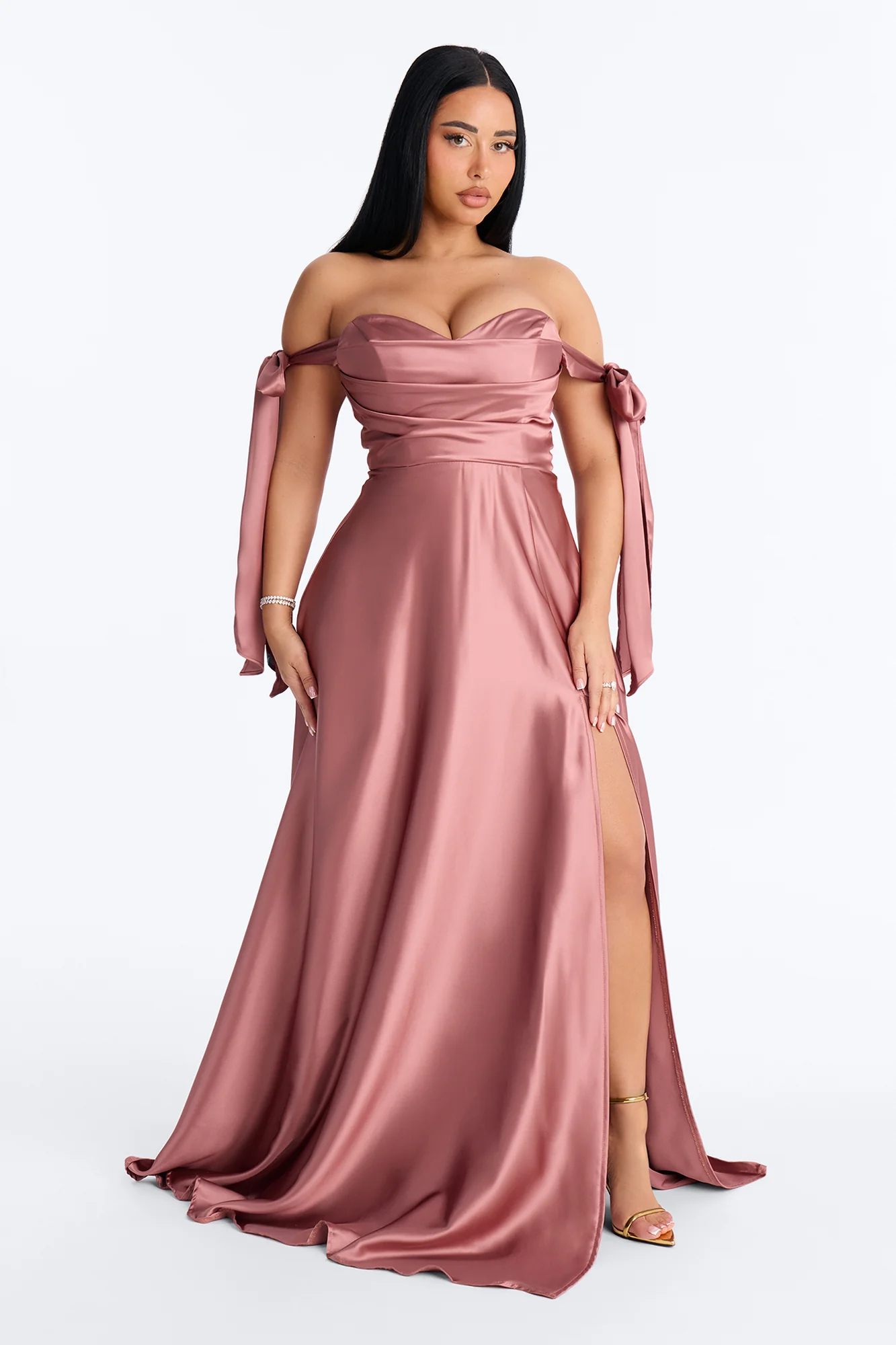 Sweet Intentions Satin Gown - Mocha