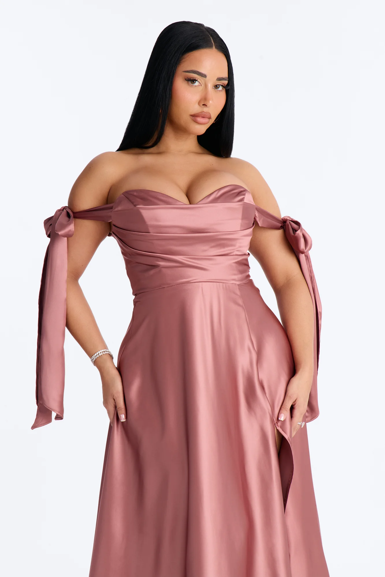 Sweet Intentions Satin Gown - Mocha - Image 2