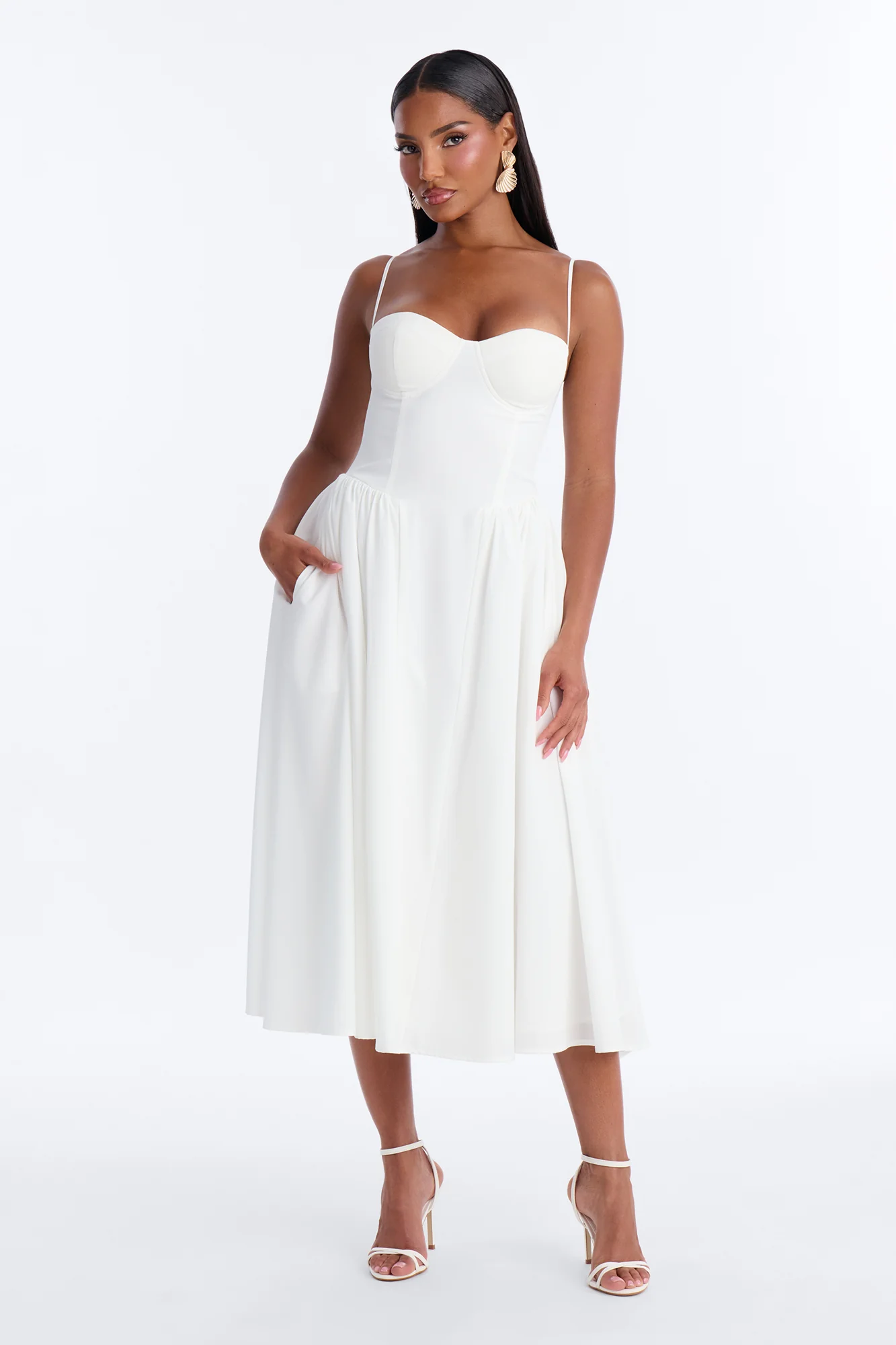 Sweet Love Corset Midi Dress - White