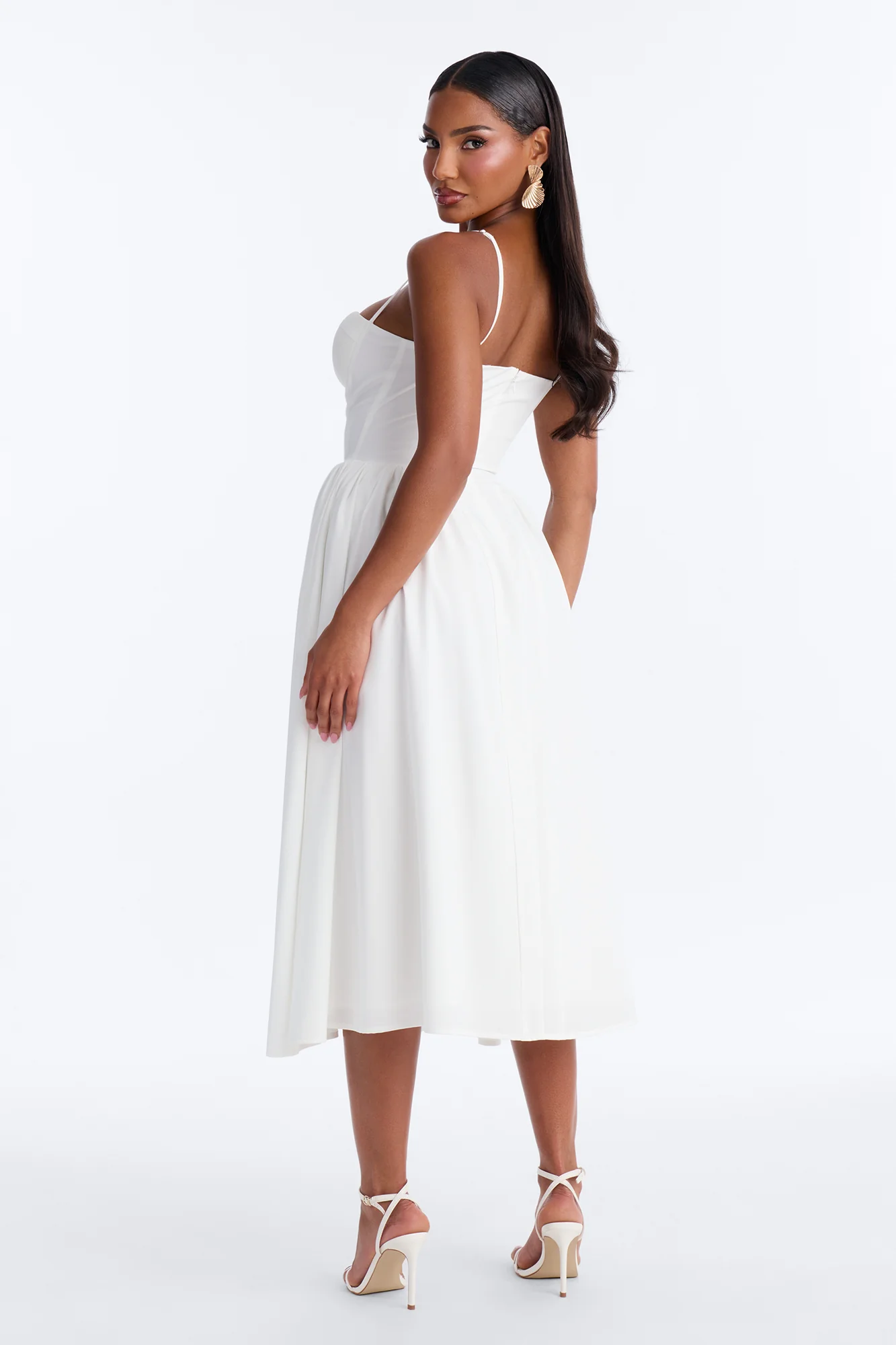 Sweet Love Corset Midi Dress - White - Image 4