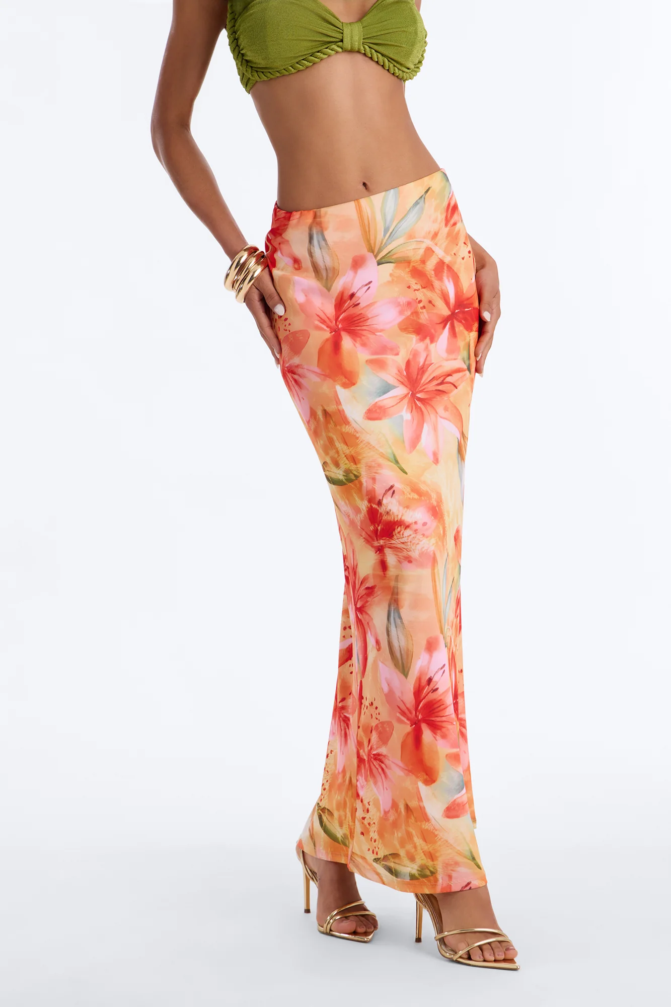 Sweet Nothings Floral Mesh Maxi Skirt - Yellow/combo - Image 2
