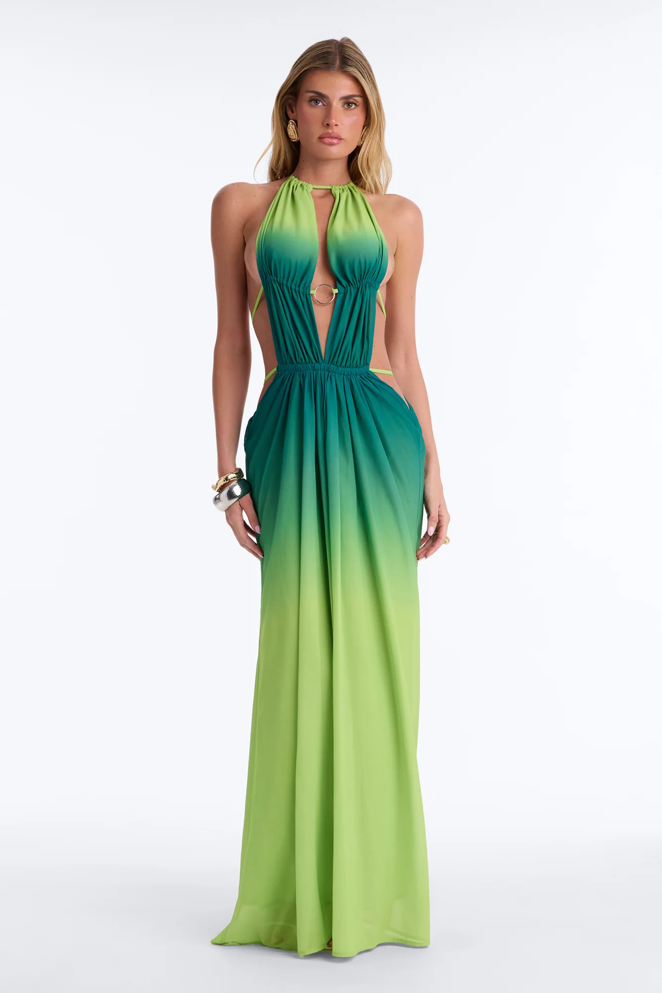 Sweet Paradise Chiffon Ombre Maxi Dress - Green/combo