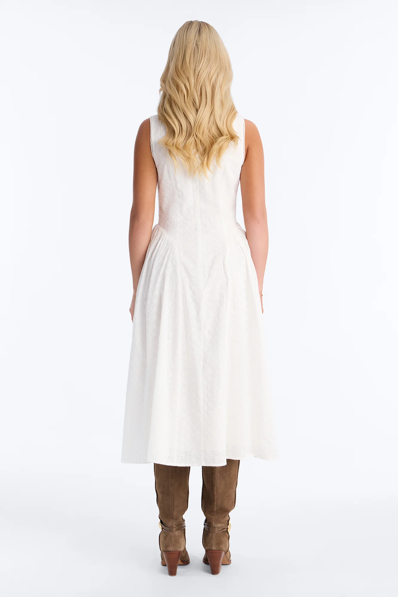 Sweet Pea Eyelet Midi Dress - White - Image 6