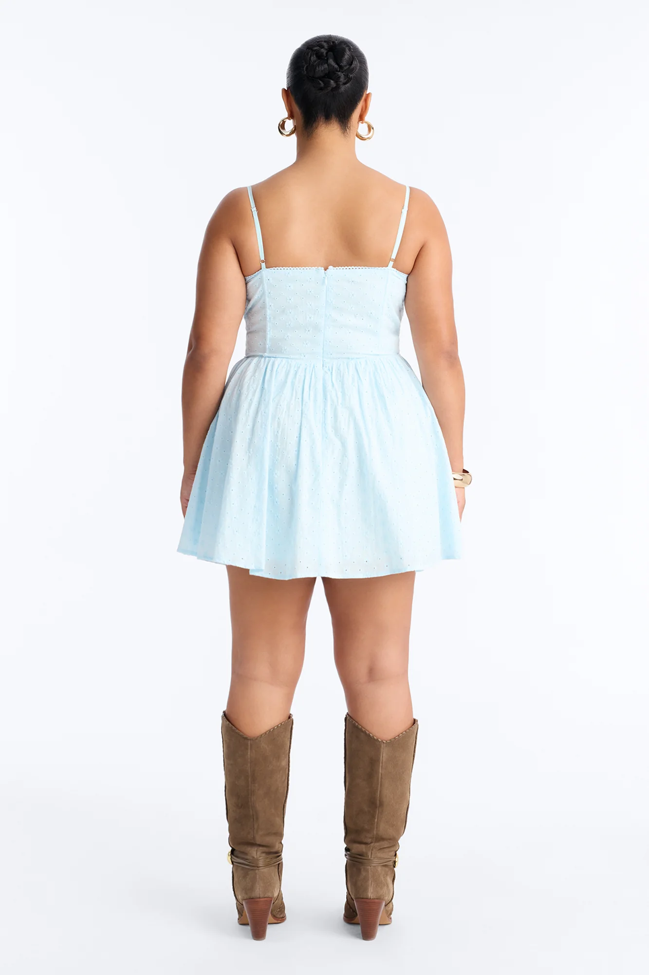 Sweet Pea Eyelet Mini Dress - Light Blue - Image 8