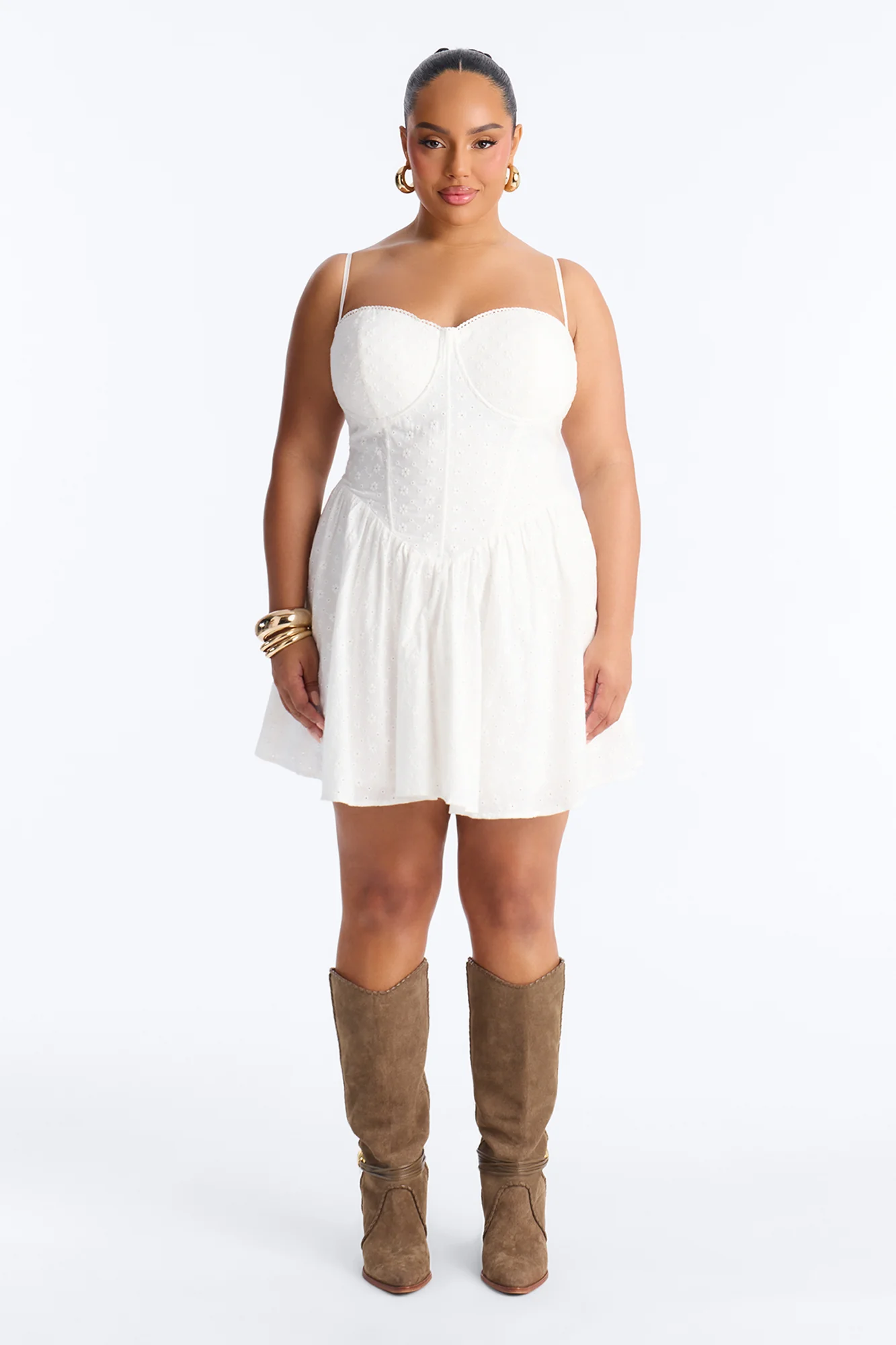 Sweet Pea Eyelet Mini Dress - White - Image 5